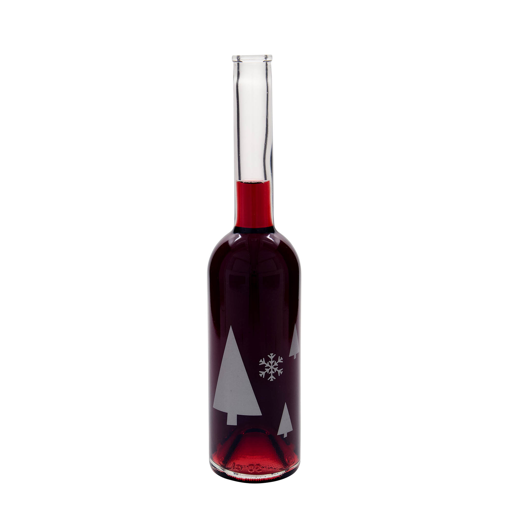 Glazen fles 'Opera', 500 ml, motief: Sneeuwvlokken, monding: kurk