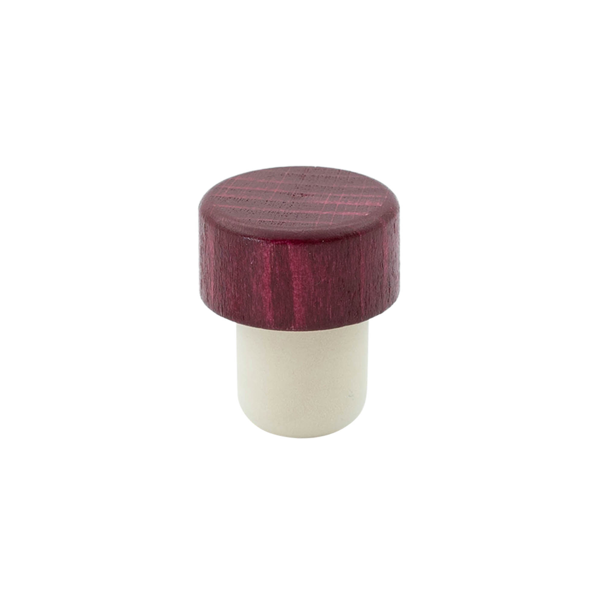 Dopkurk, 19 mm, hout/kunststof, bordeauxrood, voor monding: kurk
