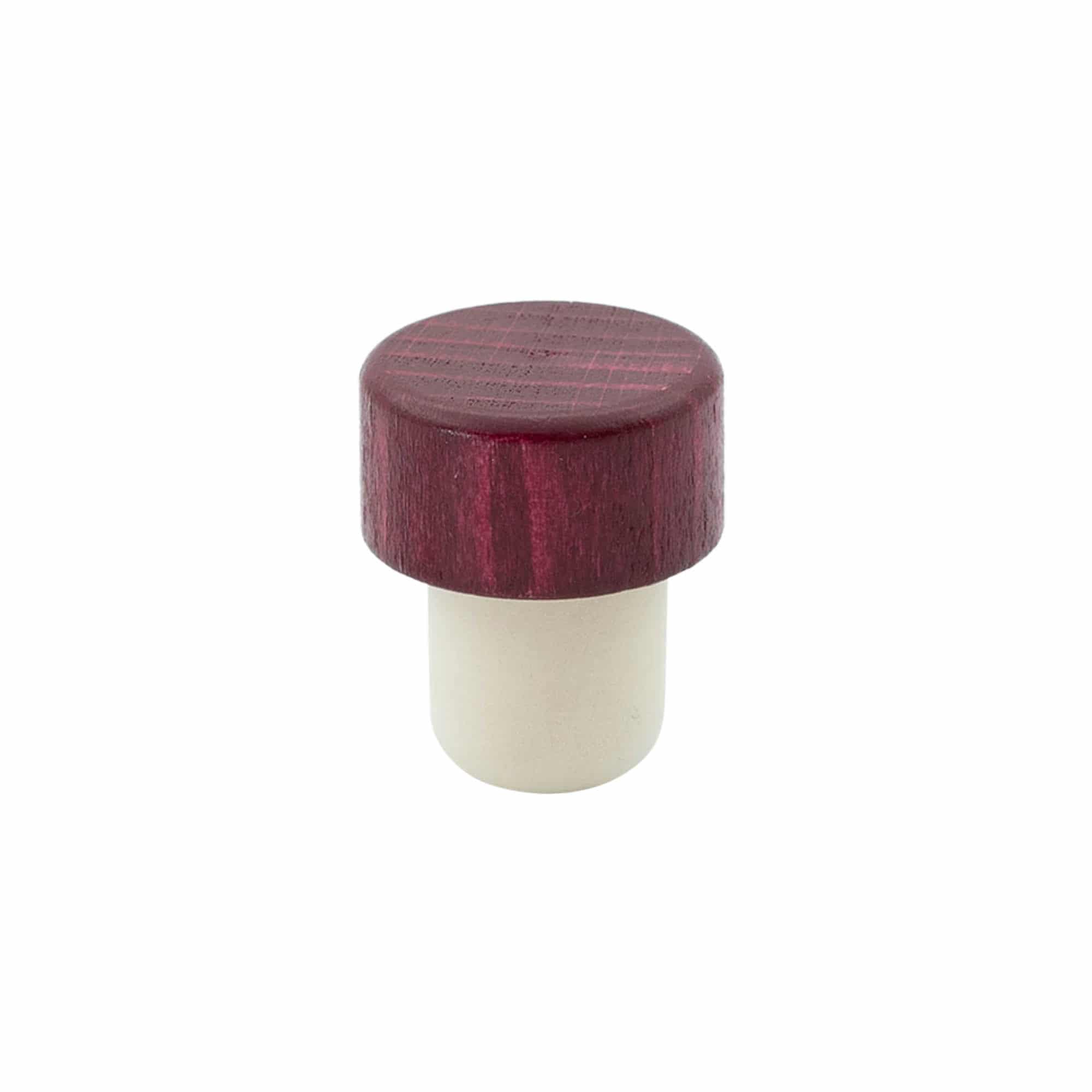 Dopkurk, 19 mm, hout/kunststof, bordeauxrood, voor monding: kurk