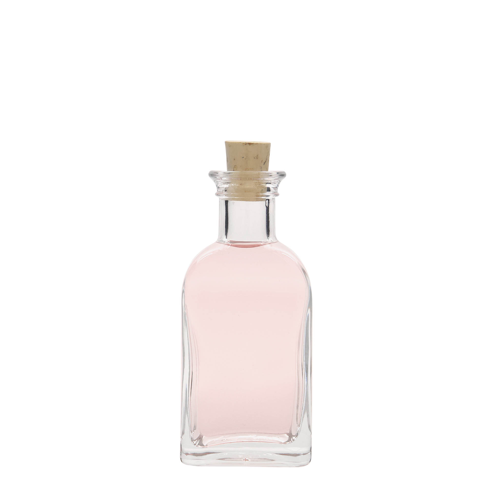 Glazen fles Apotheker carré, 100 ml, vierkant, monding: kurk Glazen fles Apotheker carré, 100 ml, vierkant, monding: kurk