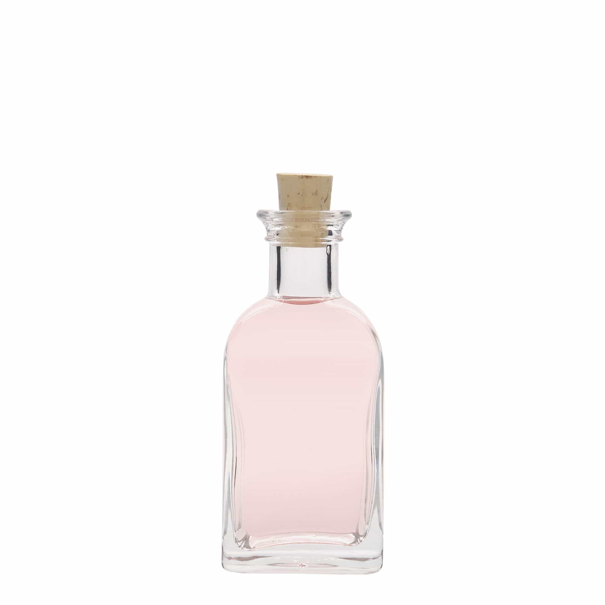 Bouteille en verre apothicaire 'Carré', carrée 100 ml, bouchage: bouchon