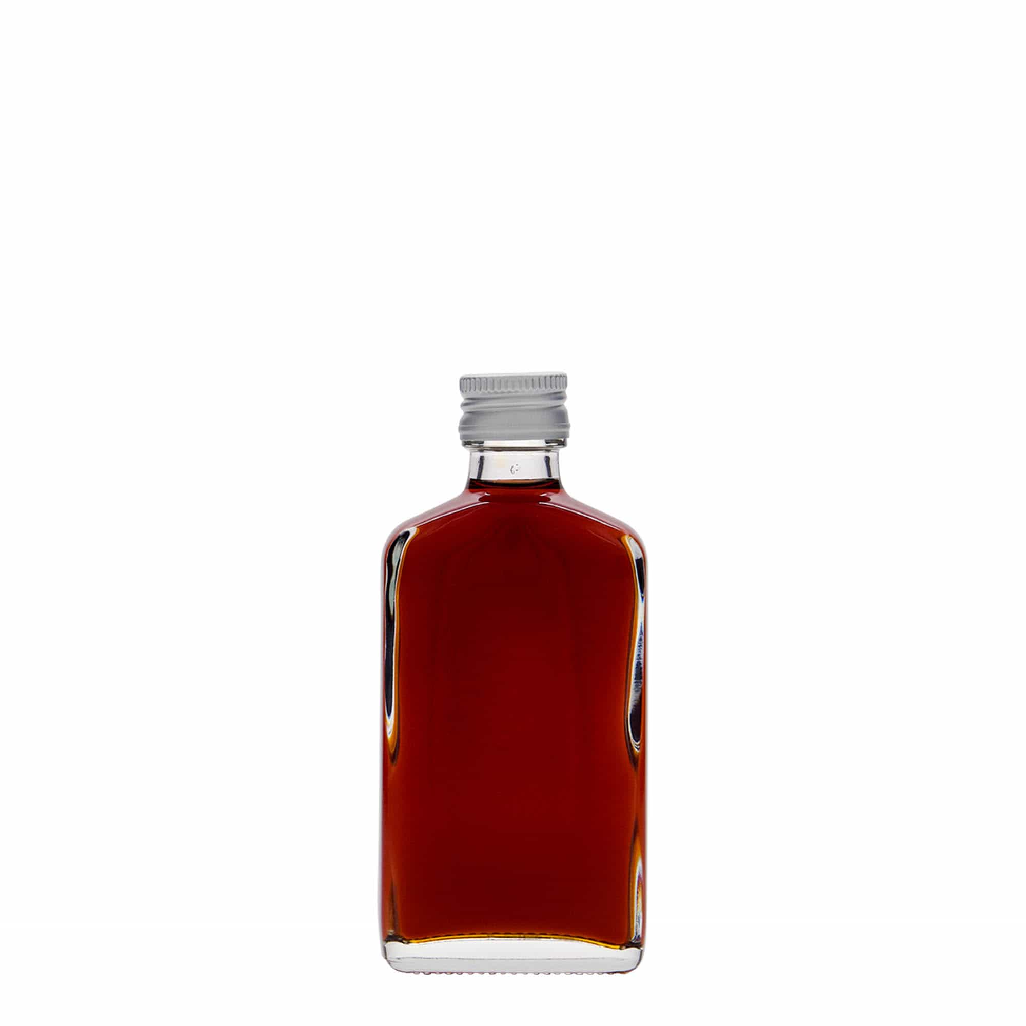 Flasque 50 ml, rectangulaire, verre, bouchage: PP 18 Flasque 50 ml, rectangulaire, verre, bouchage: PP 18