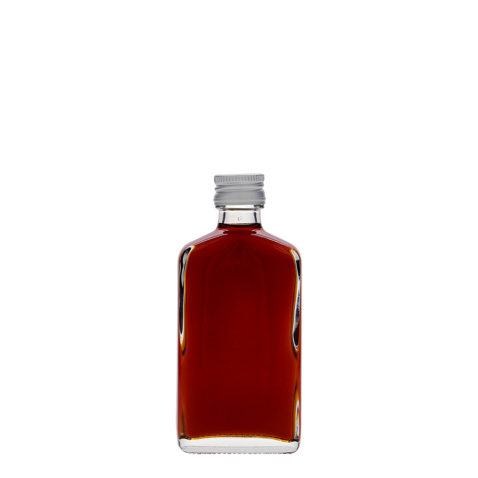 Flasque 50 ml, rectangulaire, verre, bouchage: PP 18 Flasque 50 ml, rectangulaire, verre, bouchage: PP 18