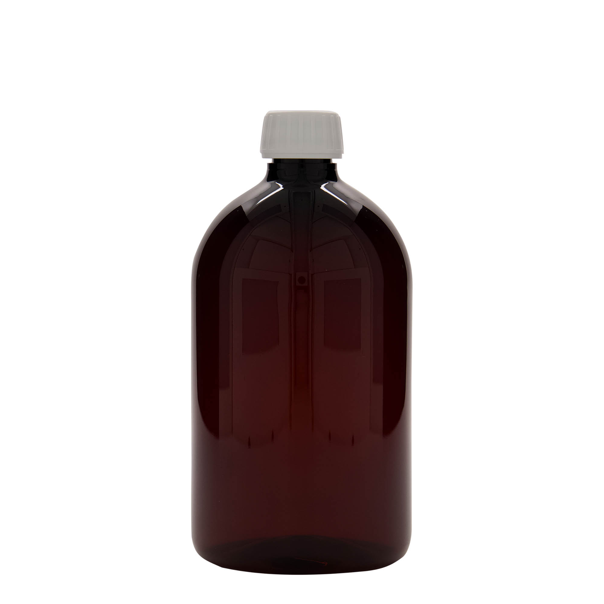 Pet-medicijnfles, 1000 ml, bruin, kunststof, monding: PP 28 Pet-medicijnfles, 1000 ml, bruin, kunststof, monding: PP 28
