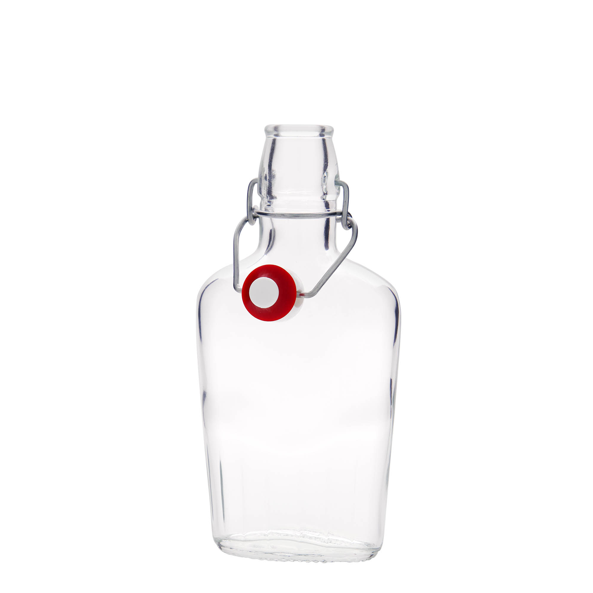 Glazen fles 'Fiaschetta', 250 ml, ovaal, monding: beugelsluiting Glazen fles 'Fiaschetta', 250 ml, ovaal, monding: beugelsluiting