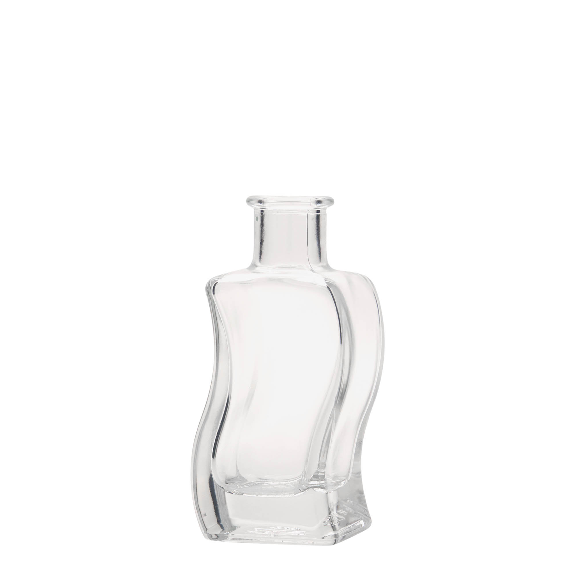 Glazen fles 'Golf', 100 ml, vierkant, monding: kurk