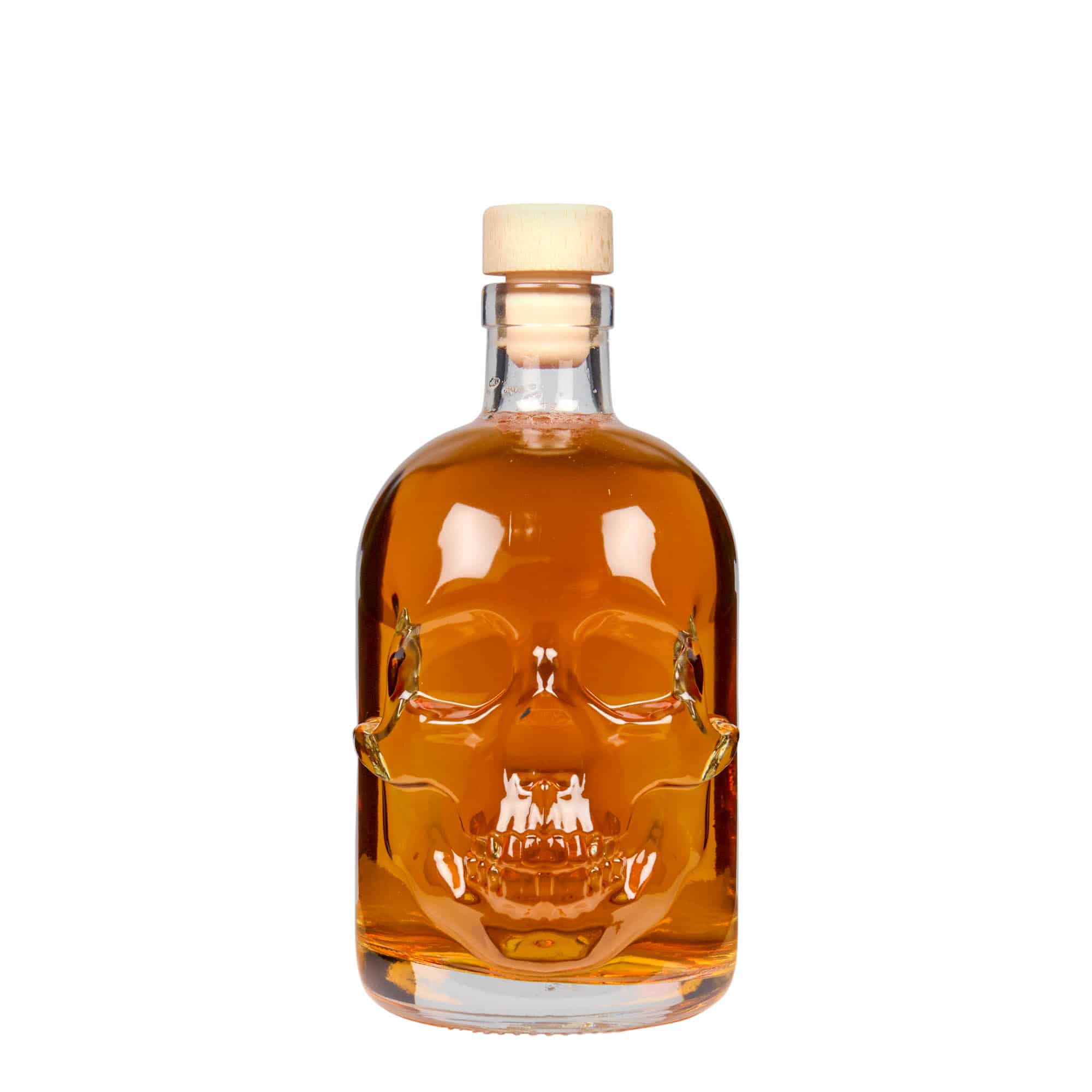 Glazen fles 'Doodskop', 500 ml, monding: kurk