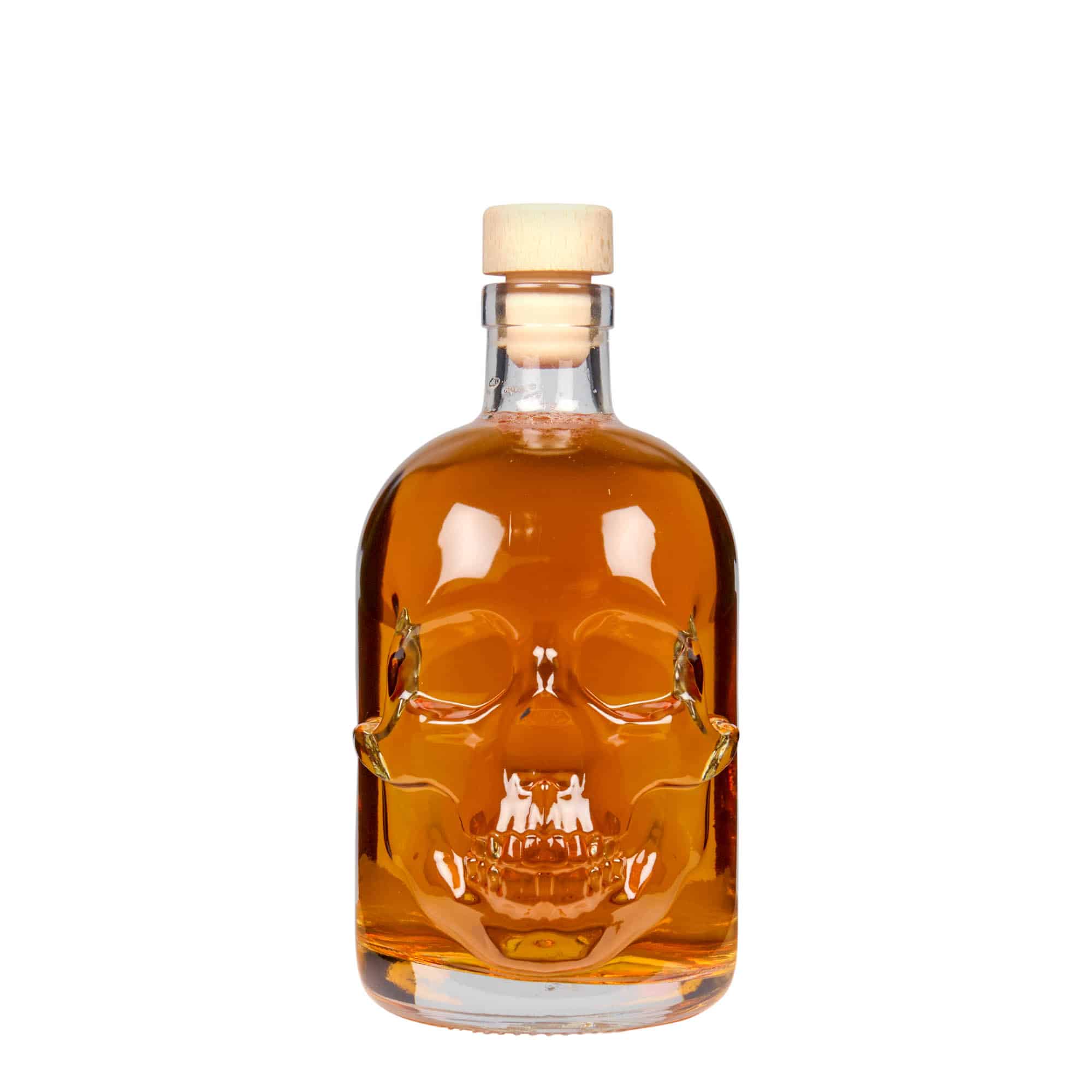 Glazen fles 'Doodskop', 500 ml, monding: kurk