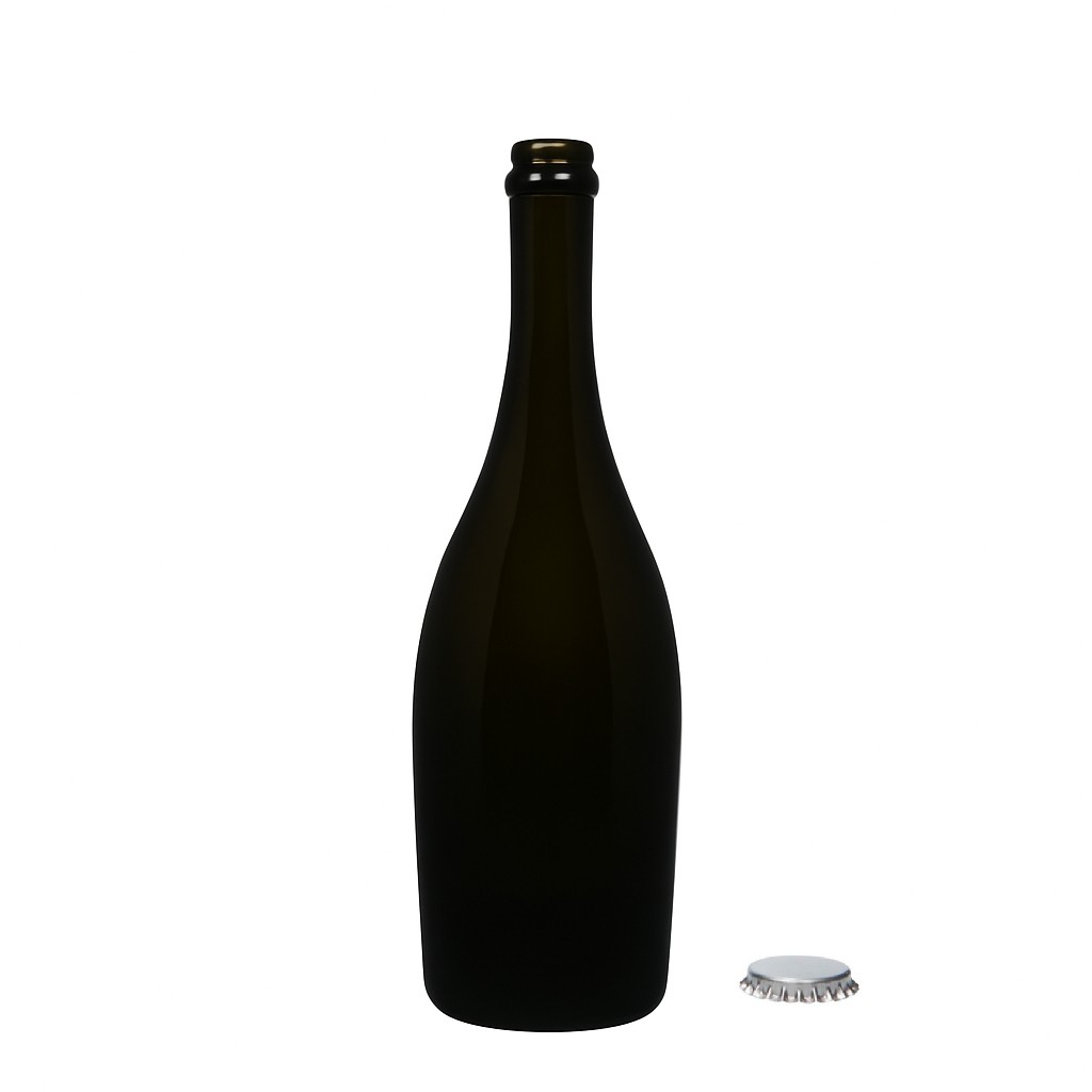 Champagnefles 'Carmen', 750 ml, glas, antiekgroen, monding: kroonkurk