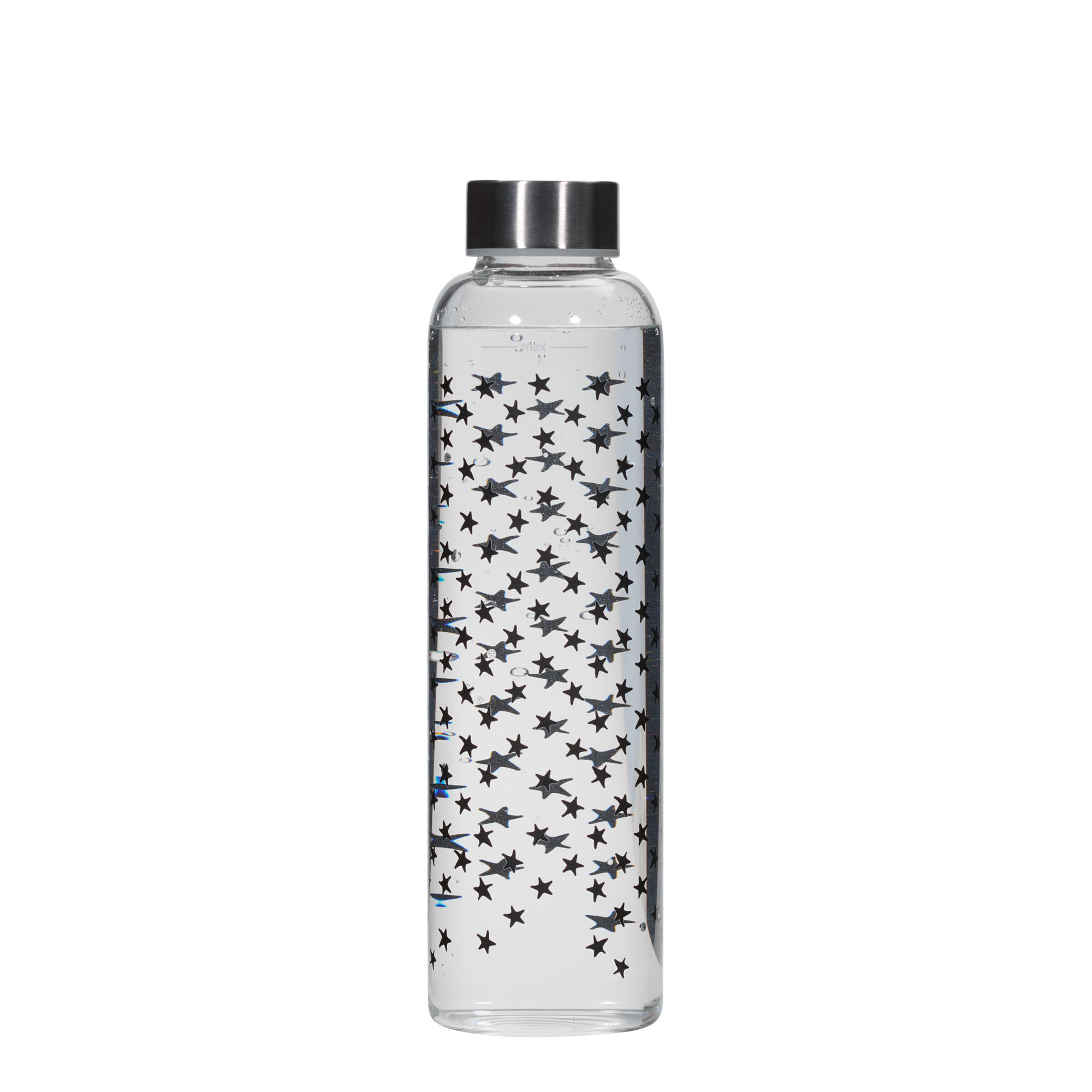 Gourde 500 ml 'Perseus', motif : étoiles noires, bouchage: Bougage à vis Gourde 500 ml 'Perseus', motif : étoiles noires, bouchage: Bougage à vis