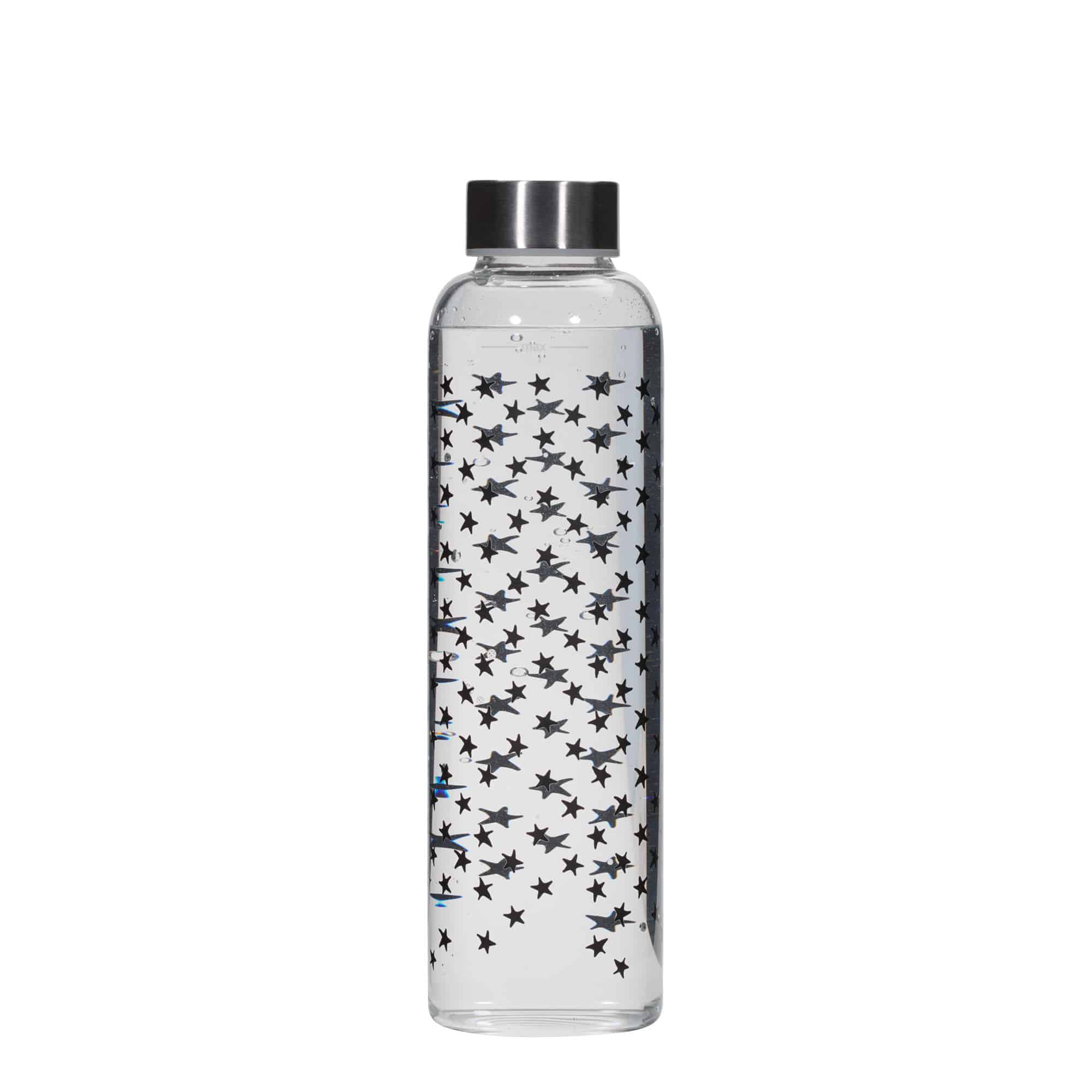 Gourde 500 ml 'Perseus', motif : étoiles noires, bouchage: Bougage à vis