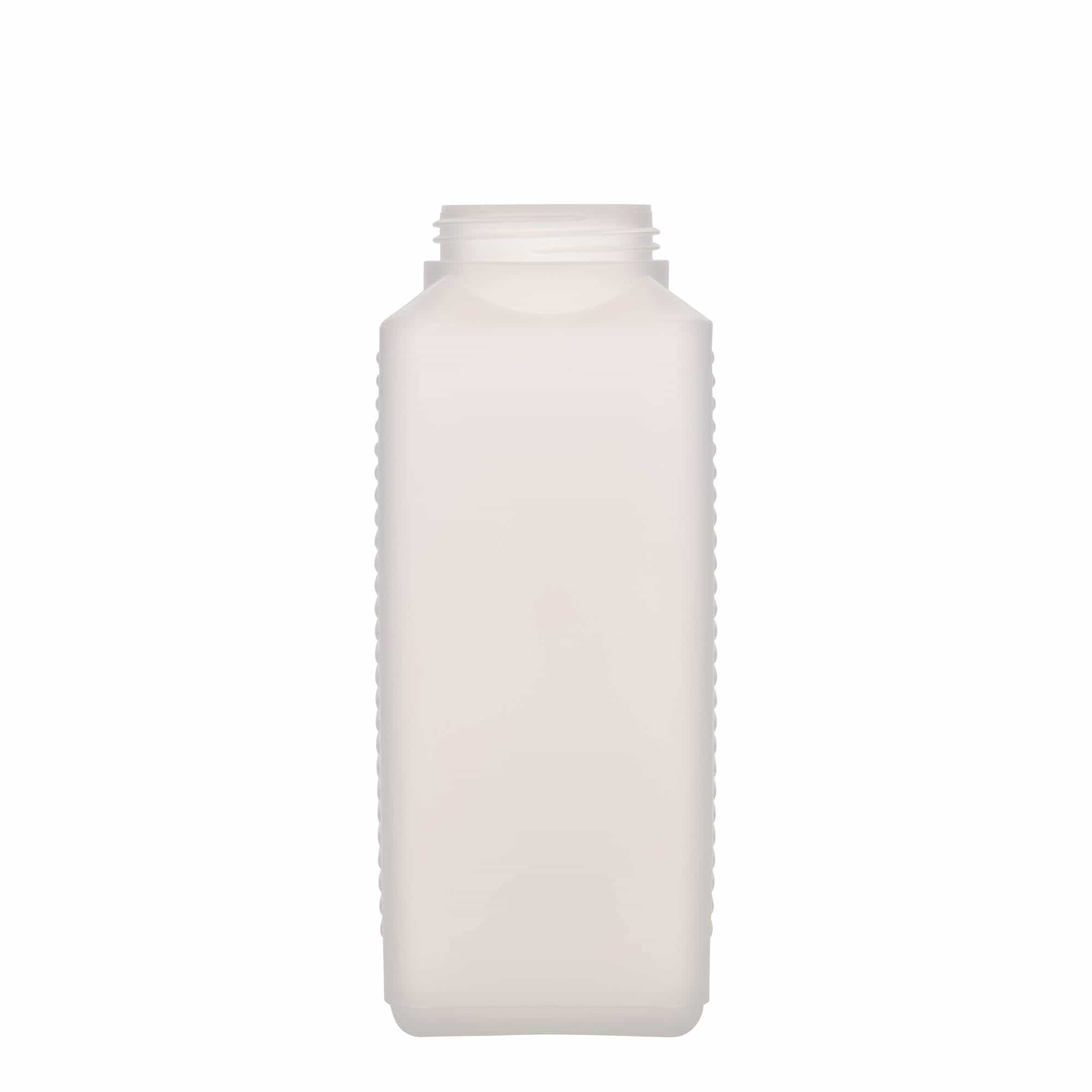 Bouteille à col large 1 000 ml, rectangulaire, plastique PEHD, nature, bouchage: DIN 60 EPE Bouteille à col large 1 000 ml, rectangulaire, plastique PEHD, nature, bouchage: DIN 60 EPE