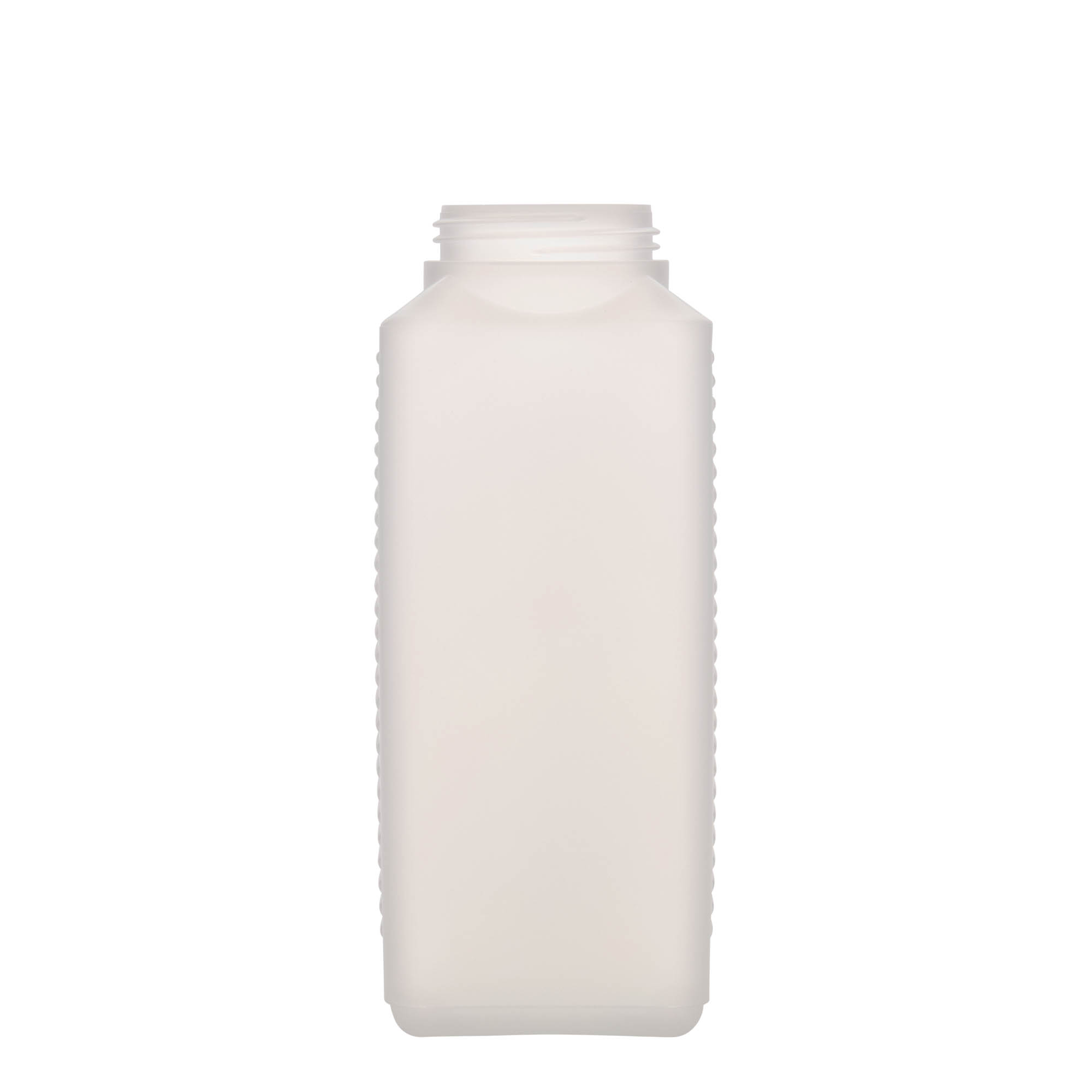 Fles met brede hals, 1000 ml, rechthoekig, HDPE-kunststof, naturel, monding: DIN 60 EPE Fles met brede hals, 1000 ml, rechthoekig, HDPE-kunststof, naturel, monding: DIN 60 EPE
