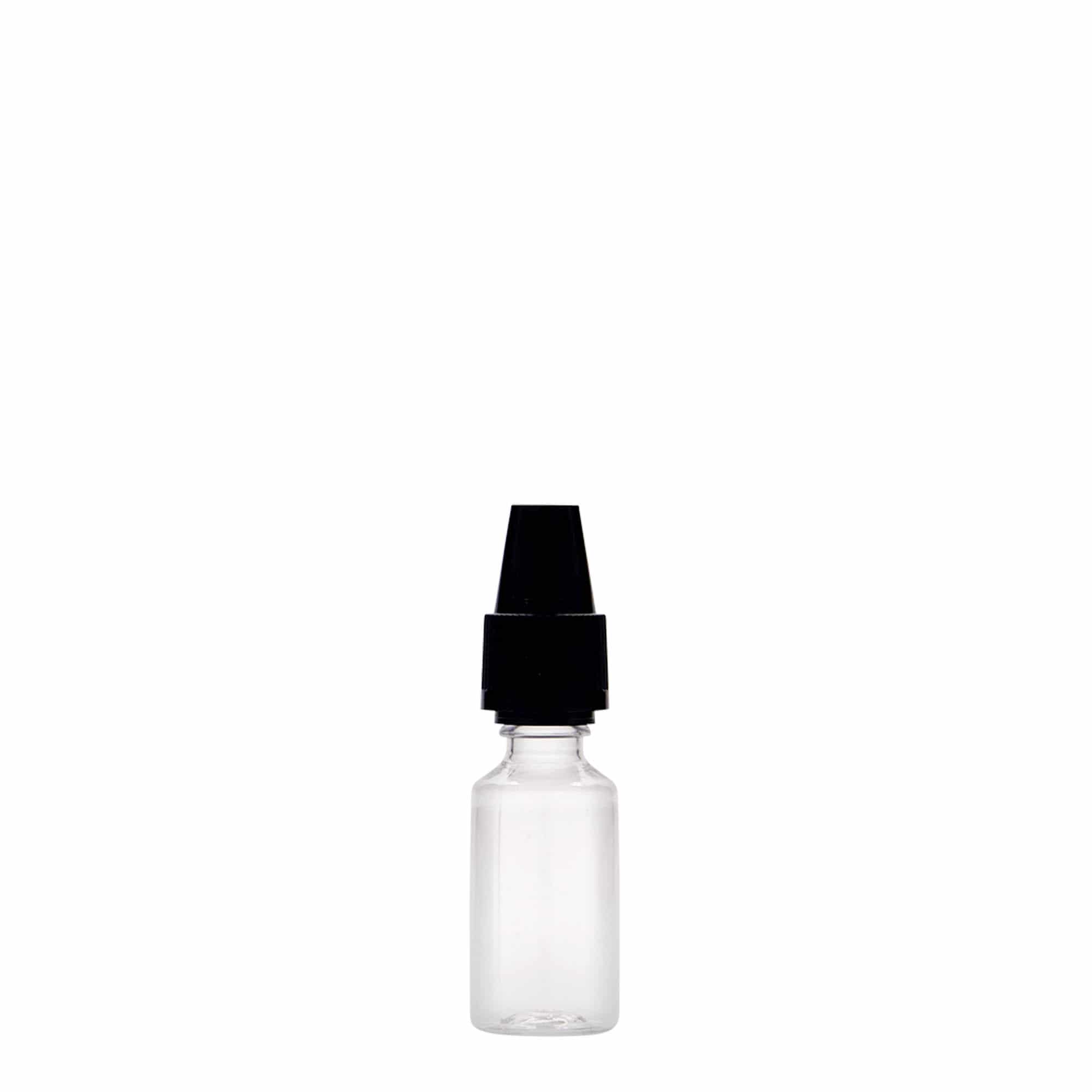Bouteille en PET 10 ml 'E-Liquid' avec sécurité qualité et enfants, plastique, bouchage: Bougage à vis