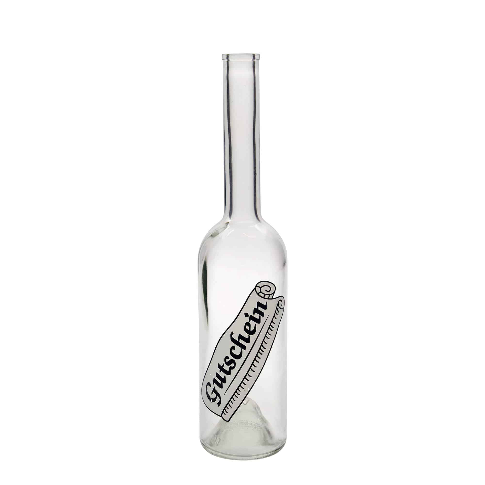 Glazen fles 'Opera', 500 ml, motief: Waardebon, monding: kurk