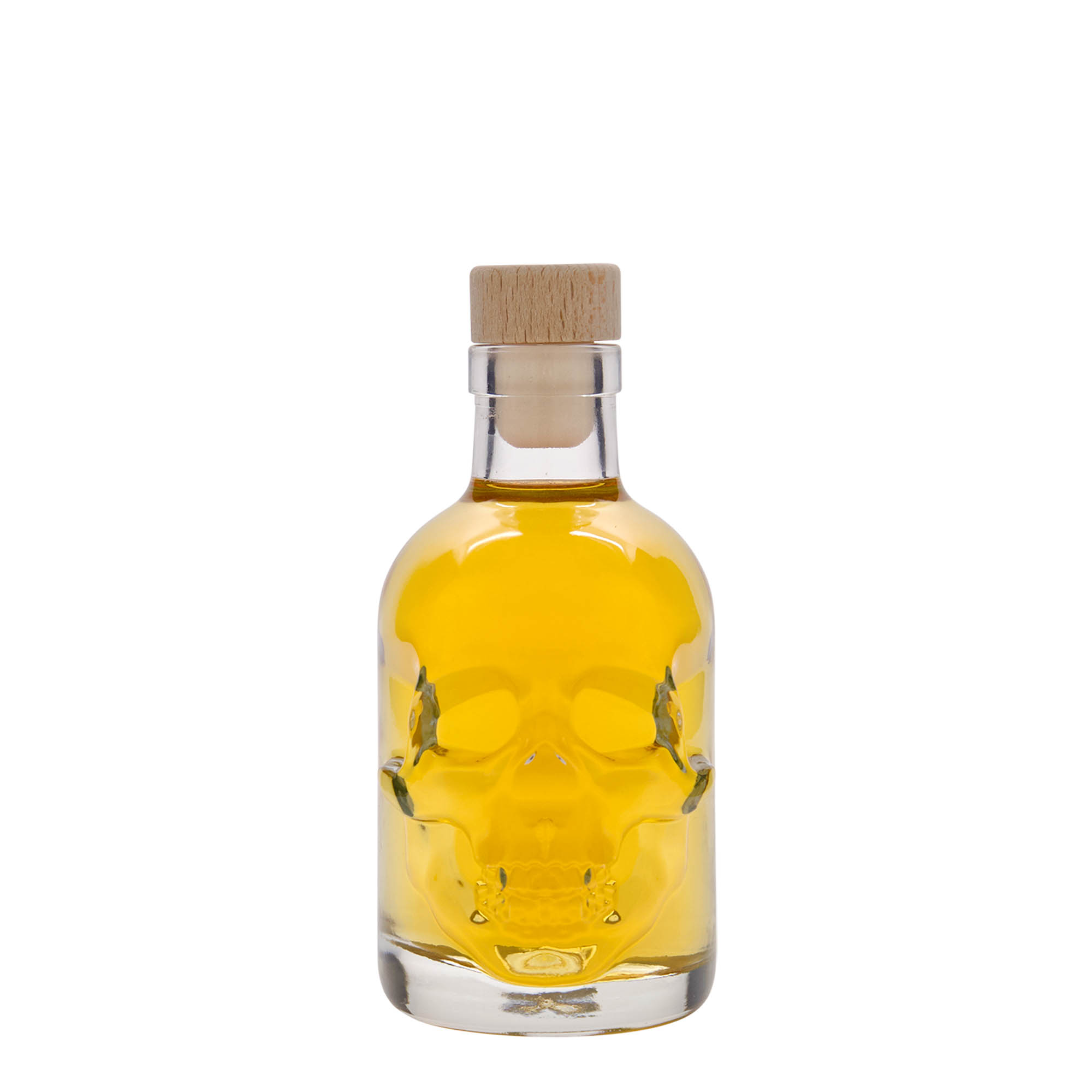 Glazen fles 'Doodskop', 200 ml, monding: kurk