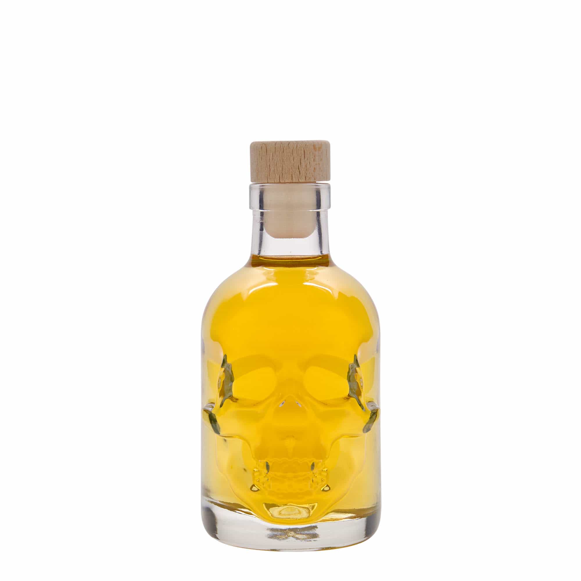 Glazen fles 'Doodskop', 200 ml, monding: kurk