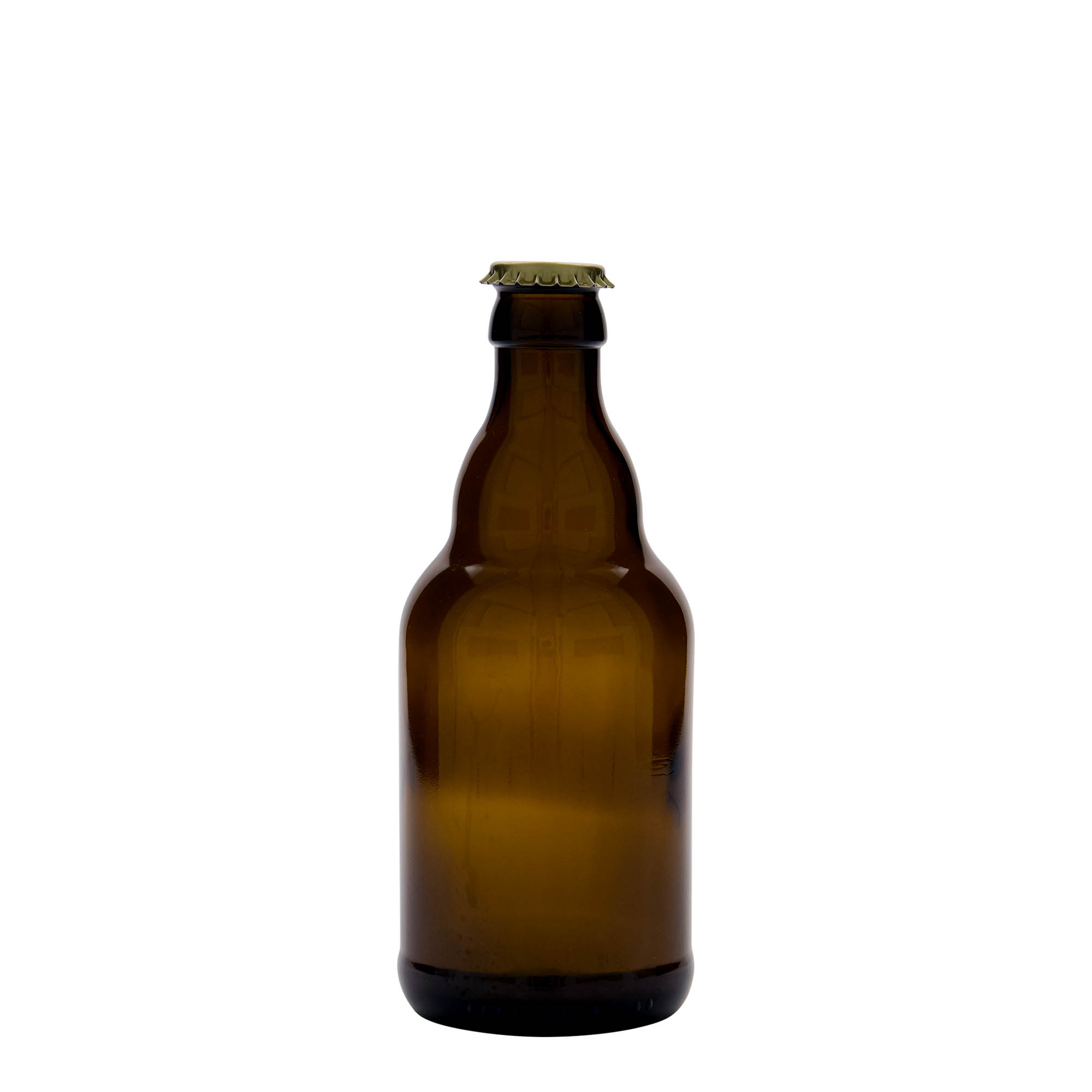 Bouteille de bière 330 ml 'Steinie', verre, marron, bouchage: capsules couronnes Bouteille de bière 330 ml 'Steinie', verre, marron, bouchage: capsules couronnes
