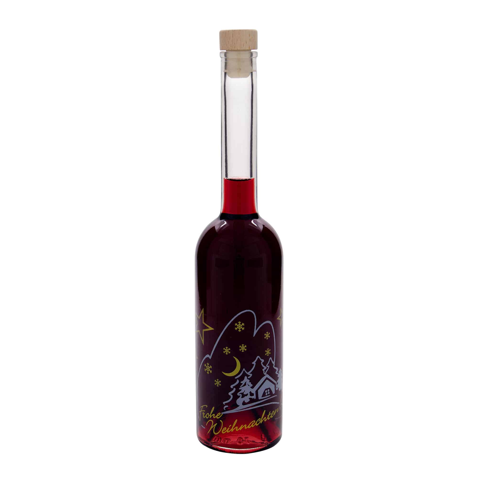 Glazen fles 'Opera', 500 ml, motief: Kerstidylle, monding: kurk