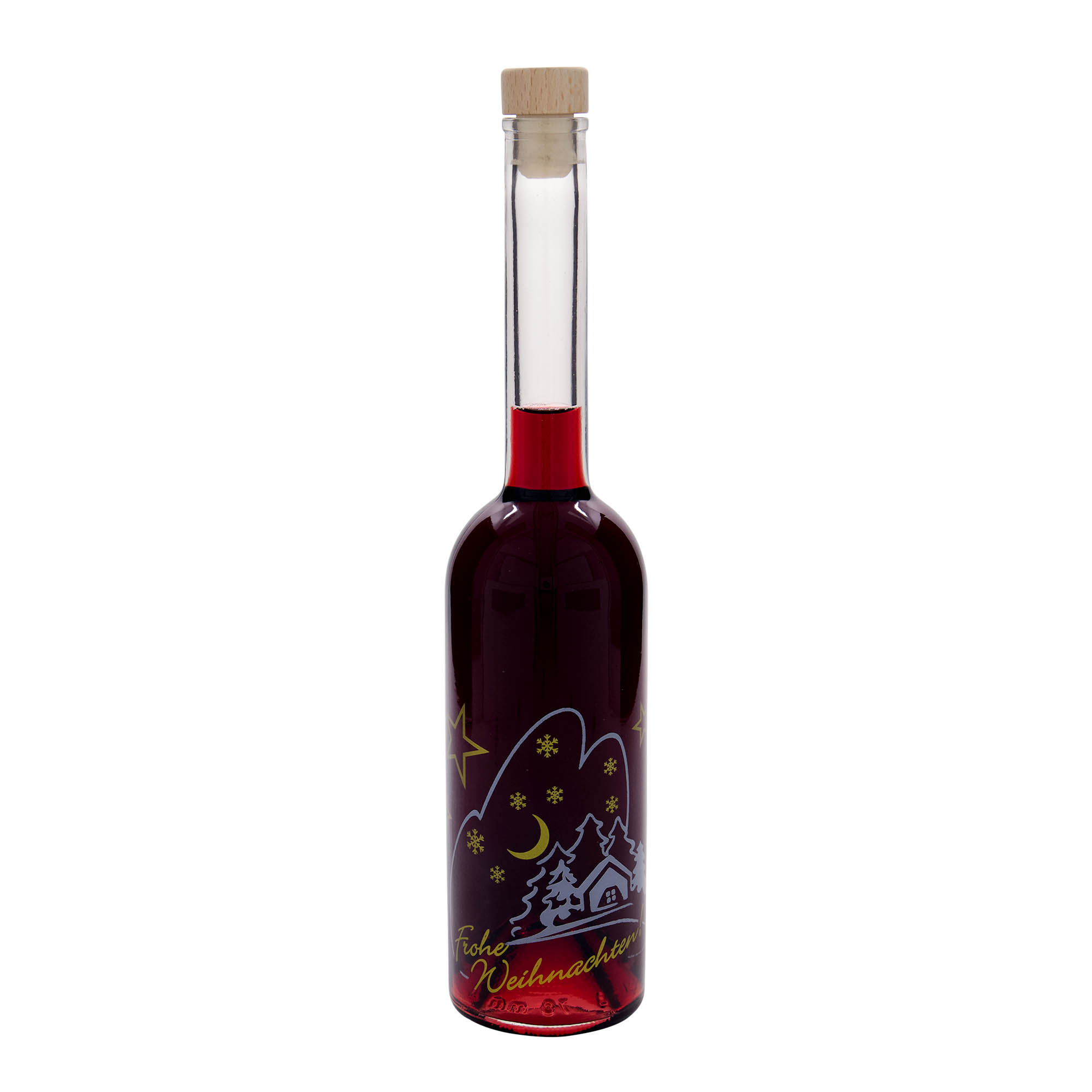 Glazen fles 'Opera', 500 ml, motief: Kerstidylle, monding: kurk Glazen fles 'Opera', 500 ml, motief: Kerstidylle, monding: kurk