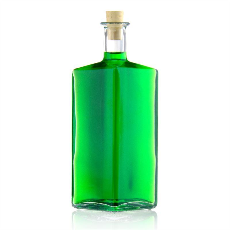 Glazen fles 'Riva', 500 ml, ruitvormig, monding: kurk Glazen fles 'Riva', 500 ml, ruitvormig, monding: kurk