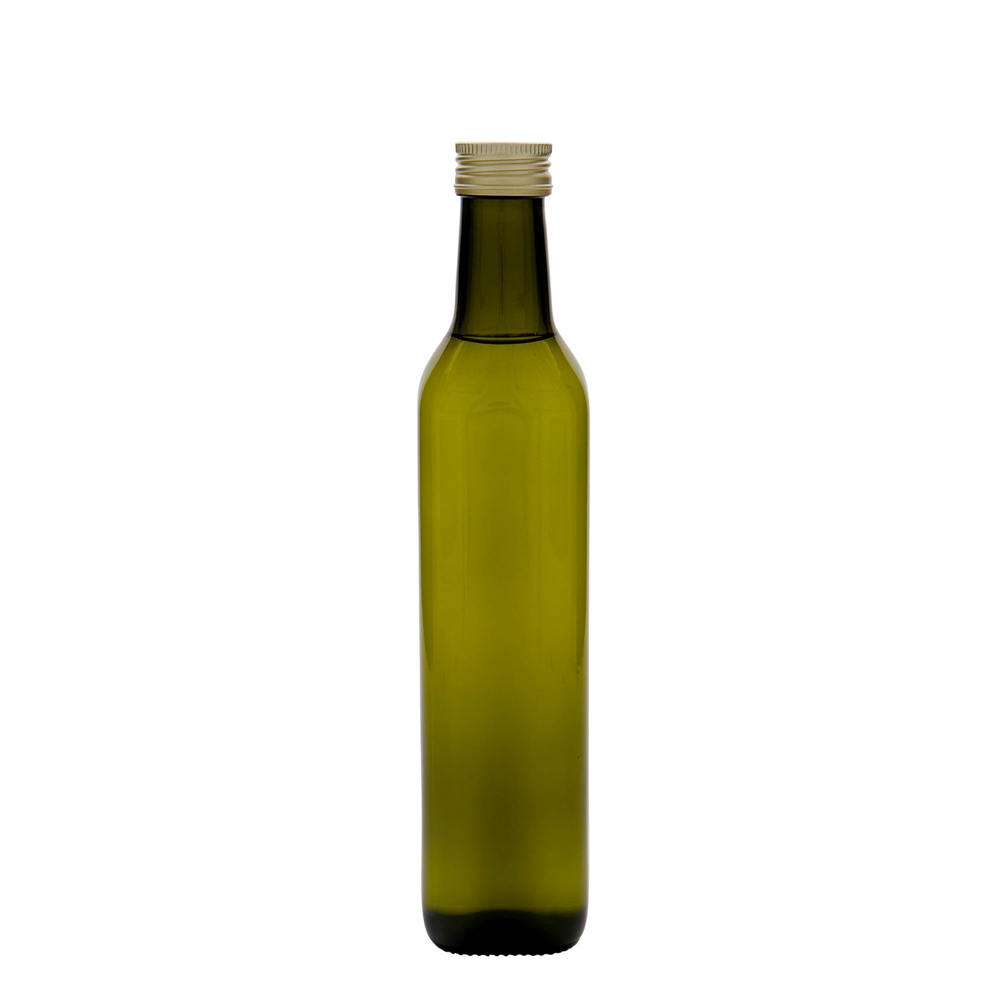 Glazen fles 'Marasca', 500 ml, vierkant, antiekgroen, monding: PP 31,5