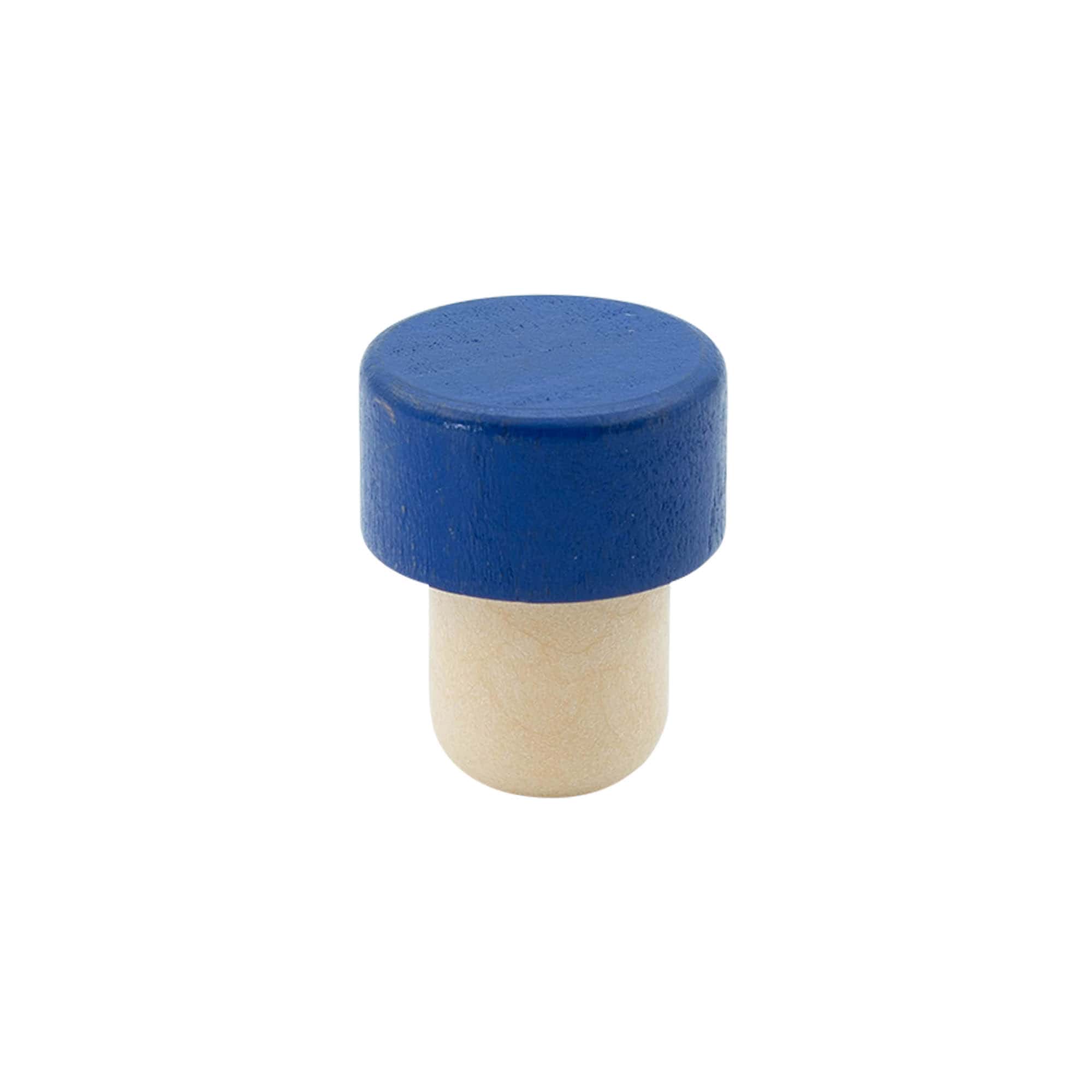 Bouchon à poignée 19 mm, bois/plastique, bleu, pour bouchage: bouchon