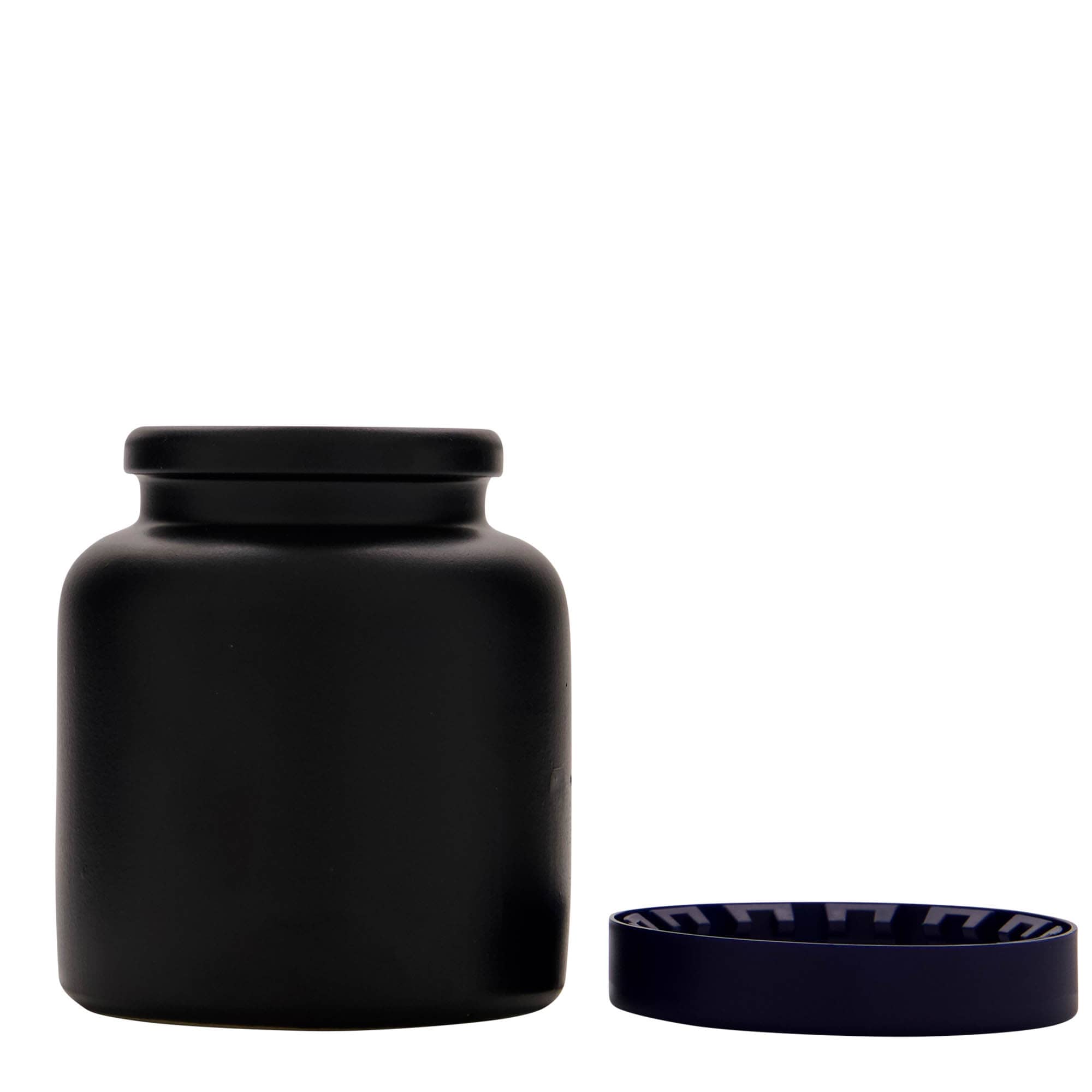 Pot en grès 270 ml, céramique, noir, bouchage: couvercle cloche