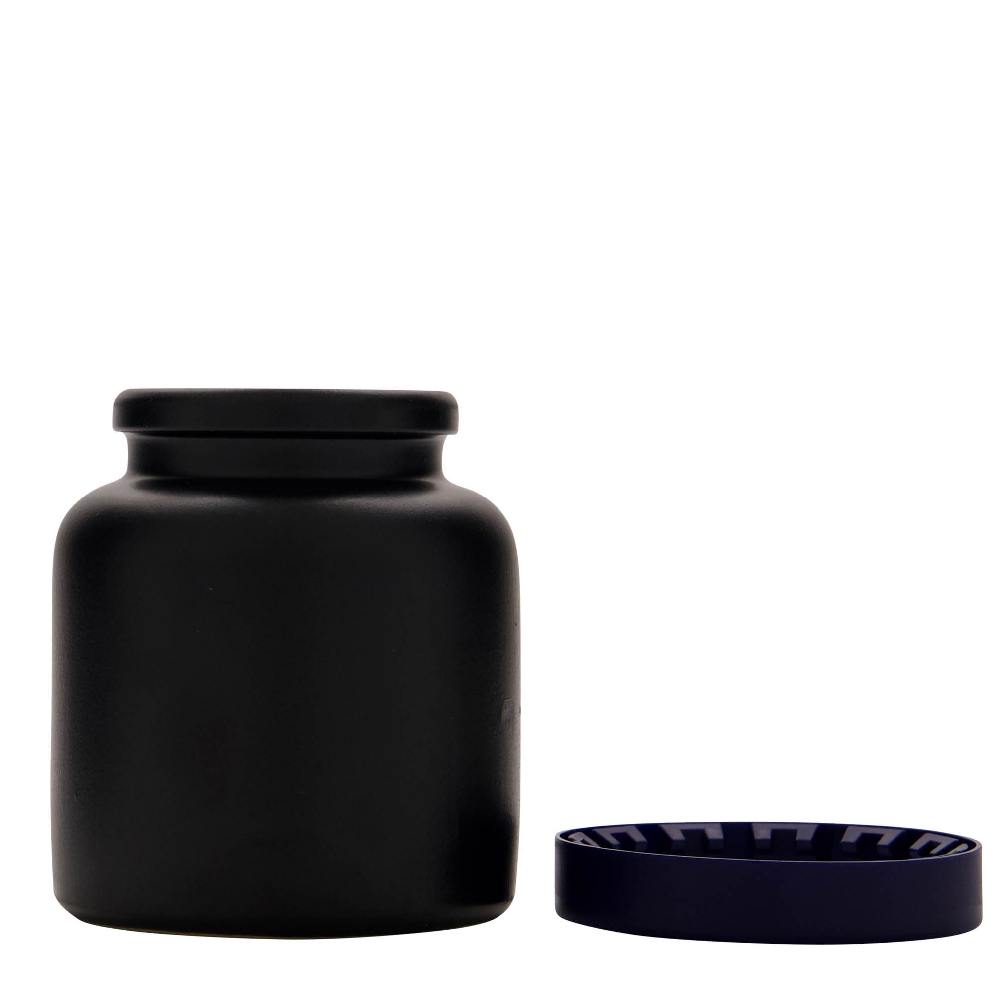 Steengoed pot, 270 ml, keramiek, zwart, monding: stulpdeksel Steengoed pot, 270 ml, keramiek, zwart, monding: stulpdeksel