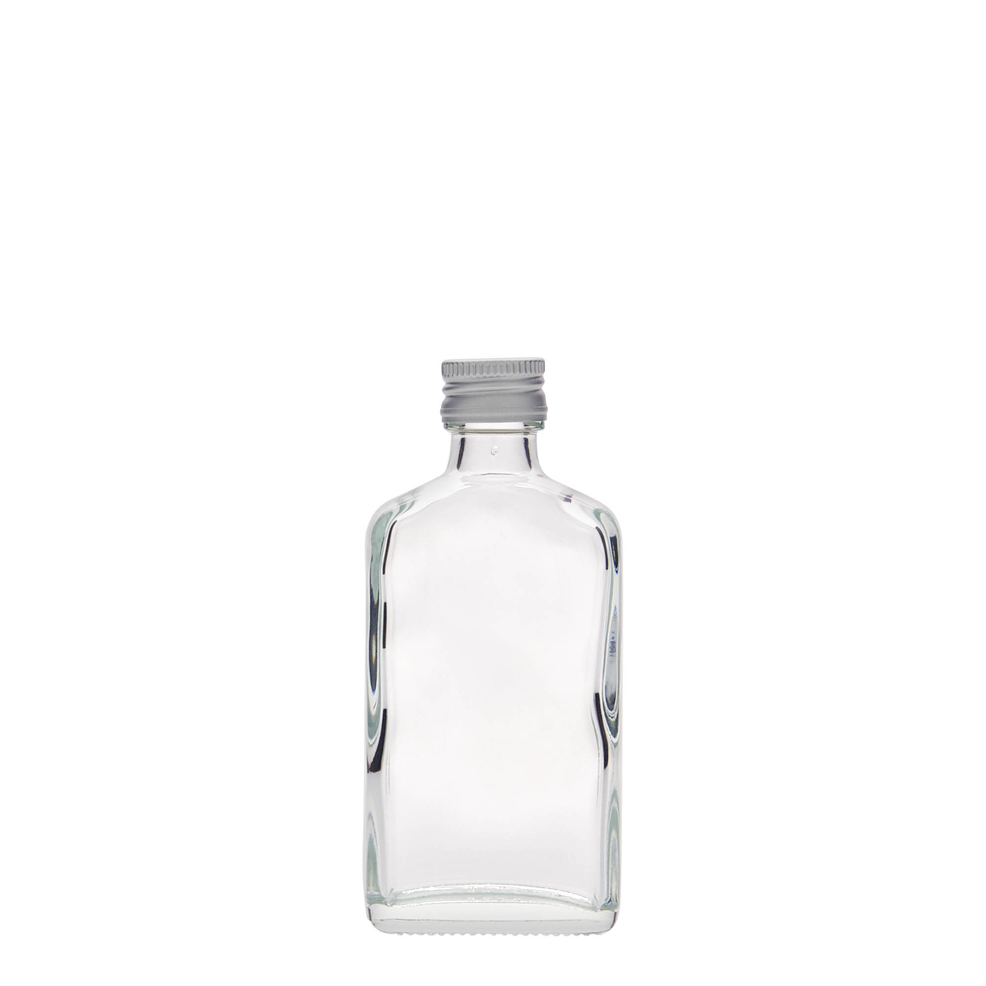 Flasque 50 ml, rectangulaire, verre, bouchage: PP 18 Flasque 50 ml, rectangulaire, verre, bouchage: PP 18
