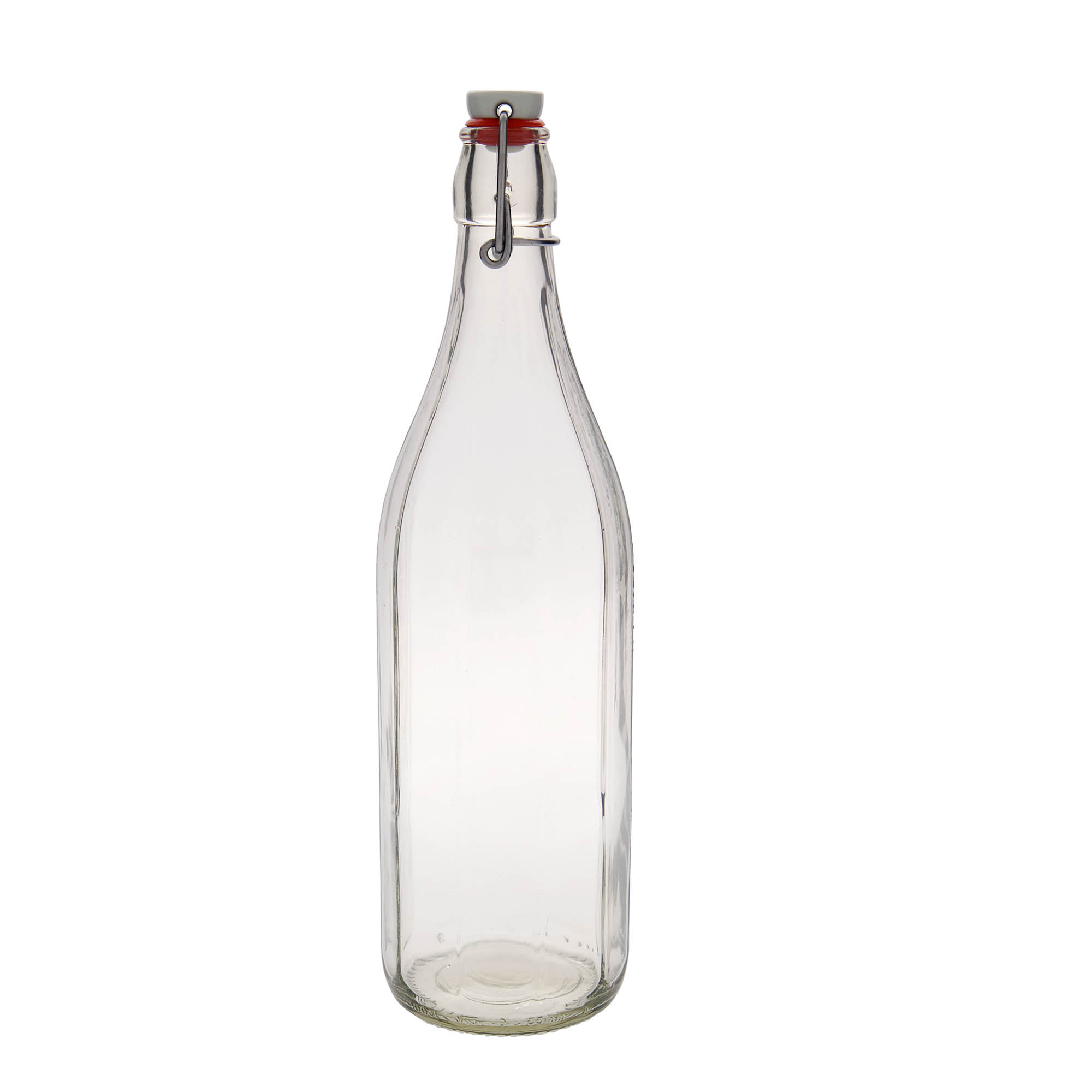 Glazen fles 'Bravo', 1000 ml, tienhoekig, monding: beugelsluiting Glazen fles 'Bravo', 1000 ml, tienhoekig, monding: beugelsluiting