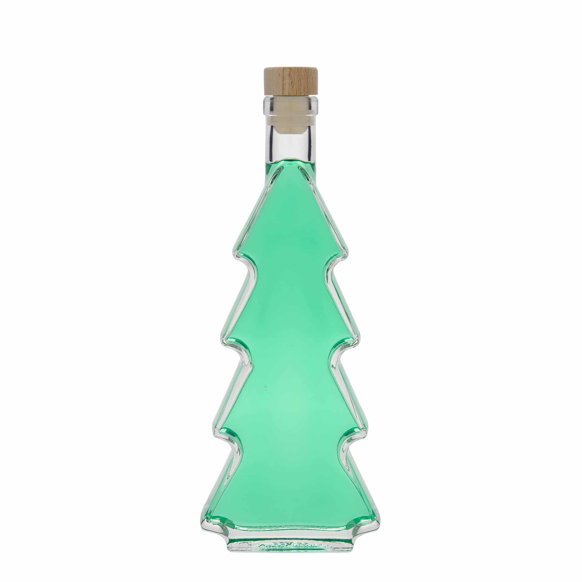 Glazen fles 'Dennenboom', 350 ml, monding: kurk