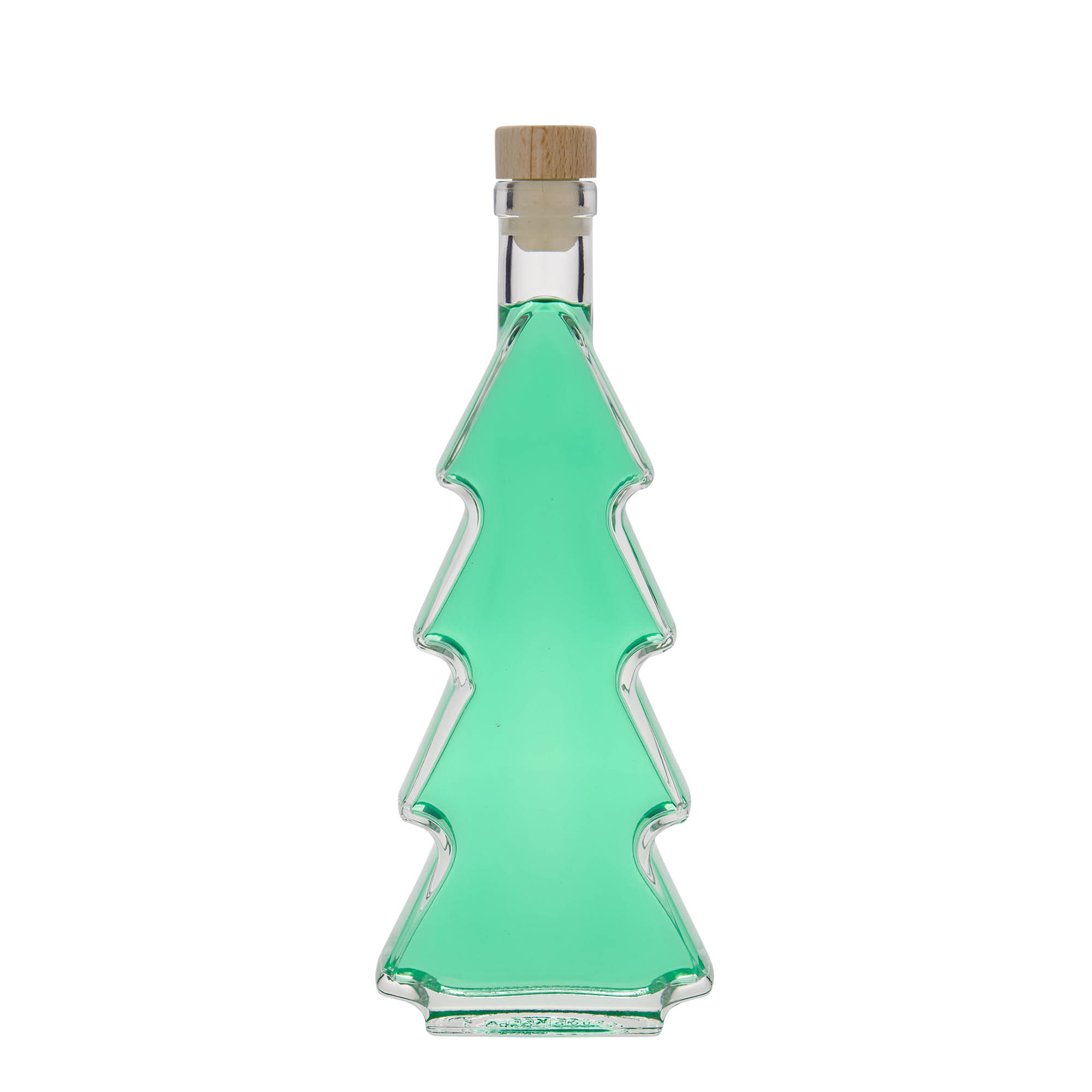 Glazen fles 'Dennenboom', 350 ml, monding: kurk