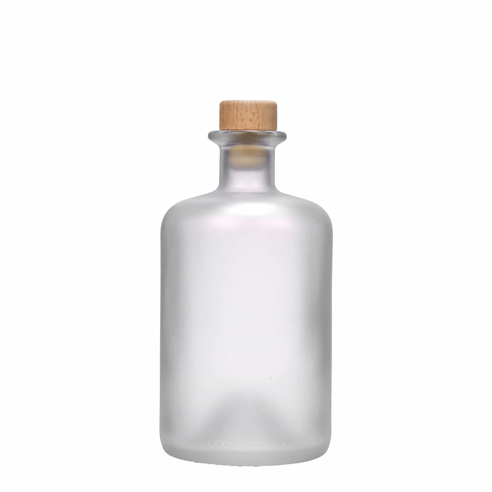 Glazen fles Apotheker, 500 ml, gematteerd, monding: kurk