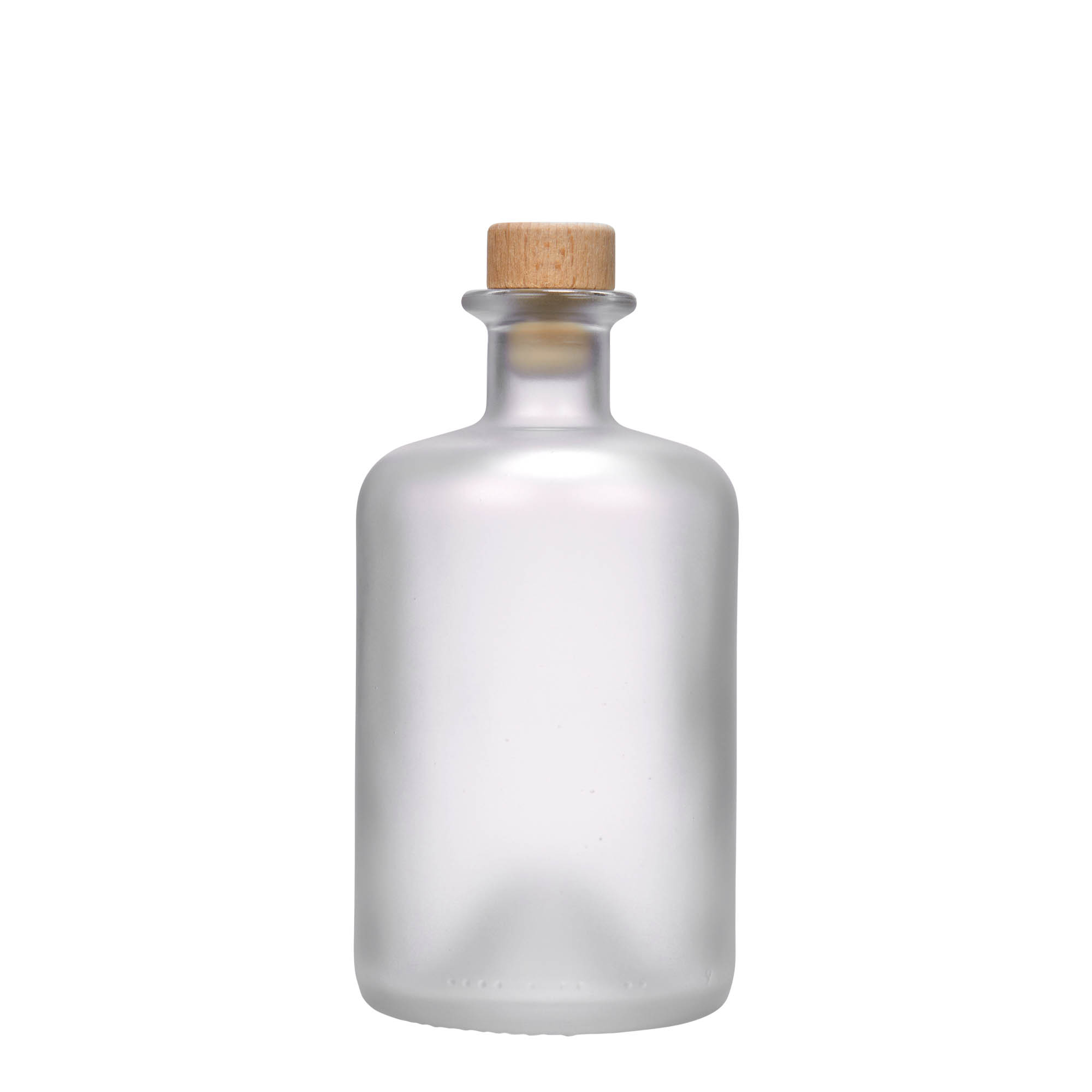 Glazen fles Apotheker, 500 ml, gematteerd, monding: kurk