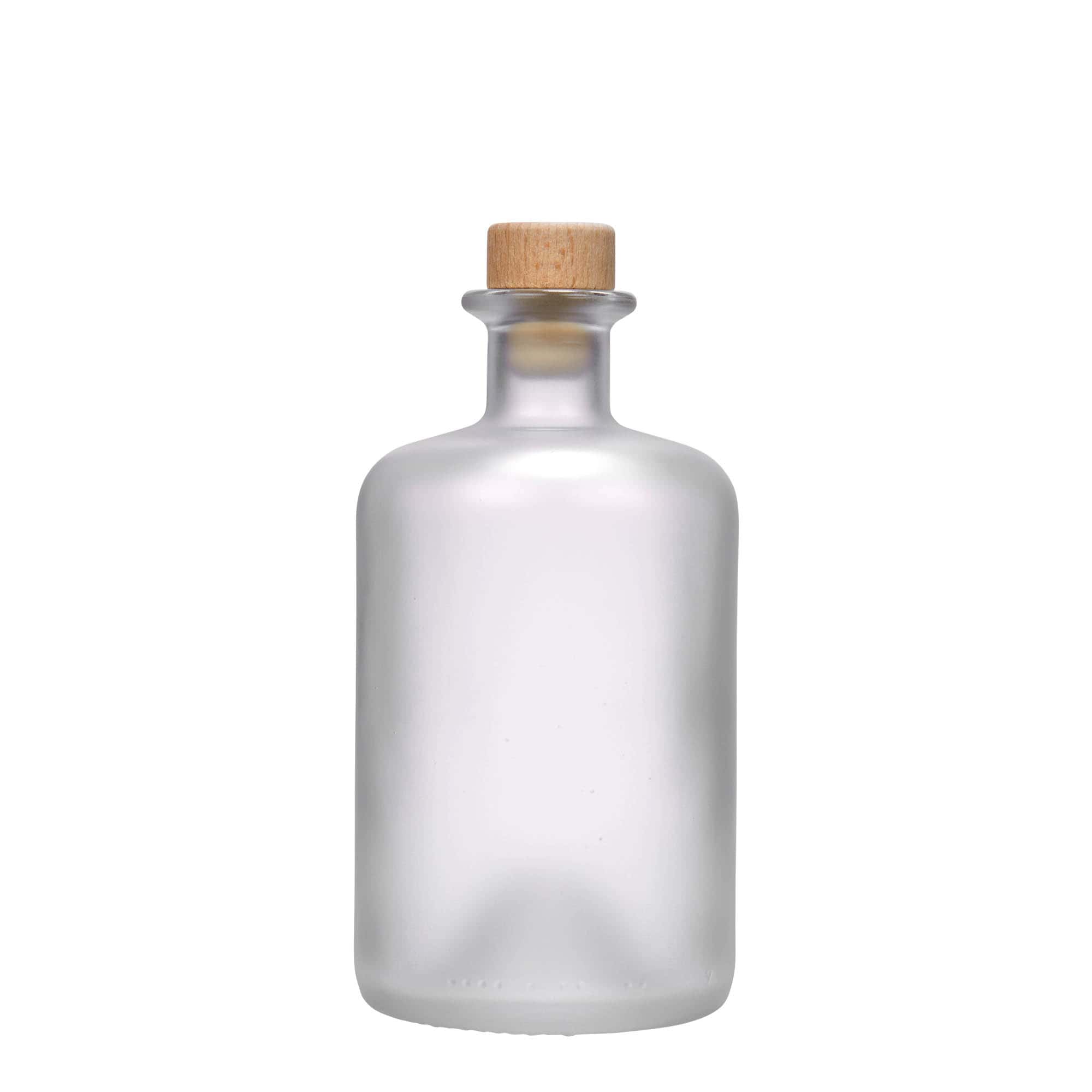 Glazen fles Apotheker, 500 ml, gematteerd, monding: kurk