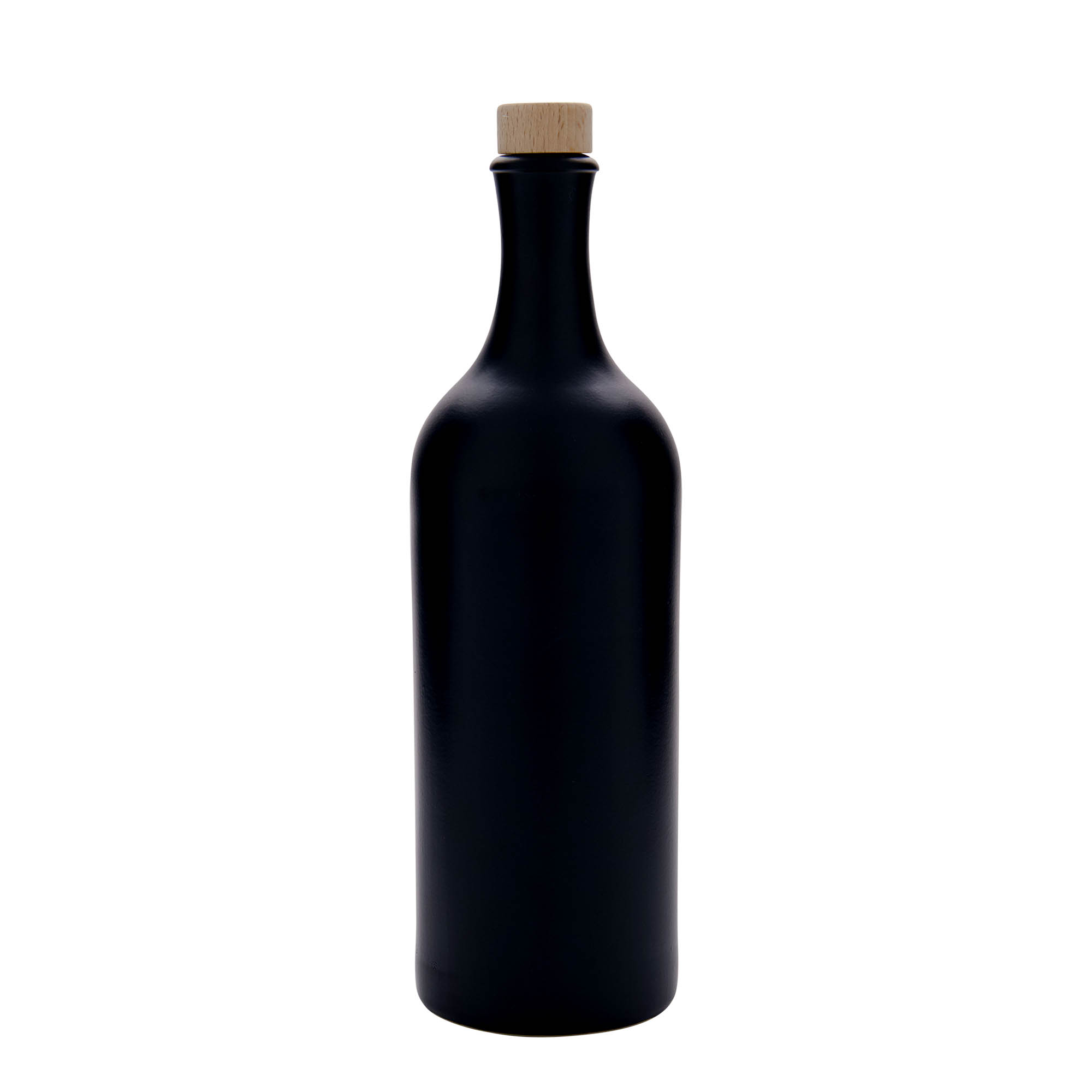Keramische kruik met lange hals, 750 ml, steengoed, zwart, monding: kurk Keramische kruik met lange hals, 750 ml, steengoed, zwart, monding: kurk
