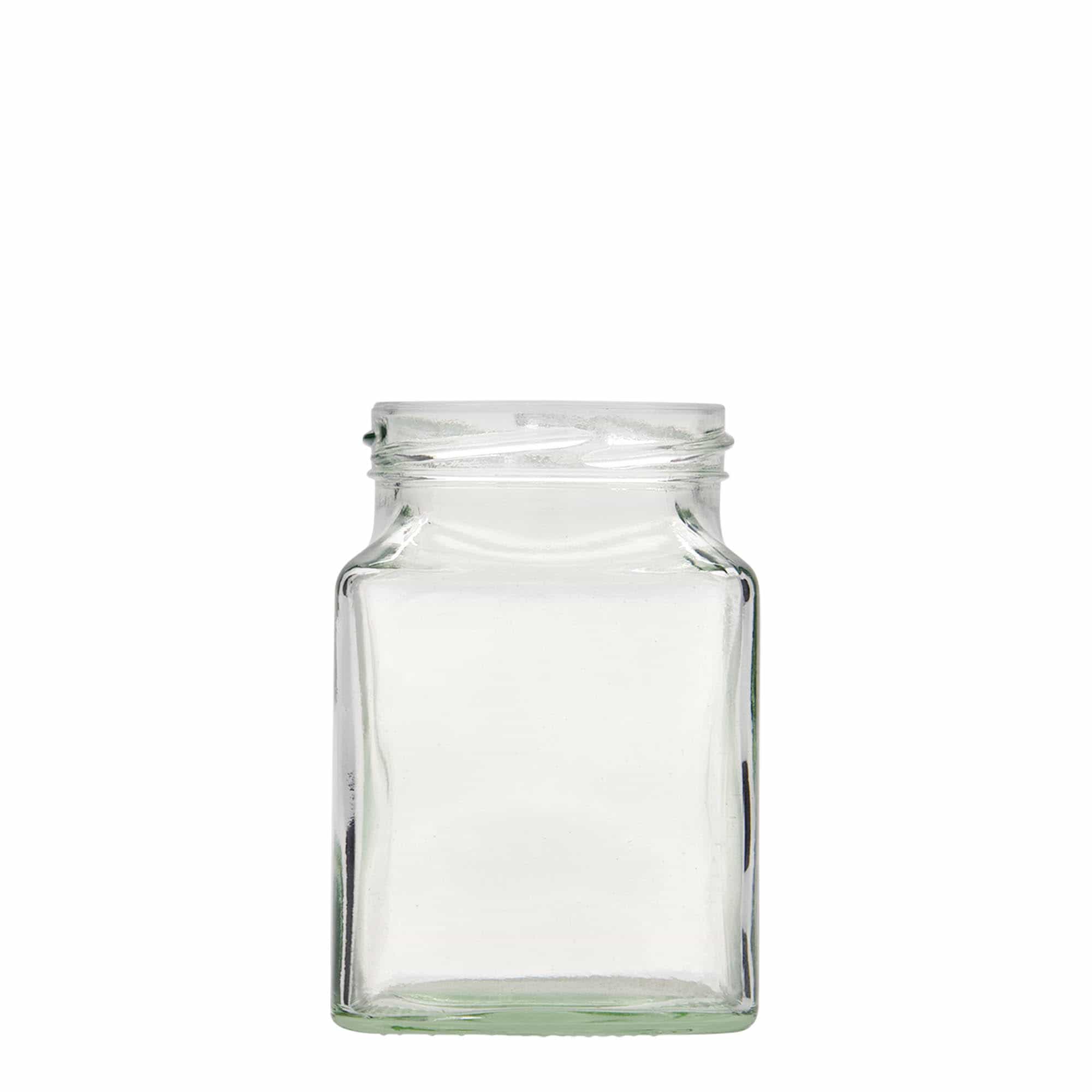 Vierkante pot, 314 ml, monding: twist-off (TO 63) Vierkante pot, 314 ml, monding: twist-off (TO 63)