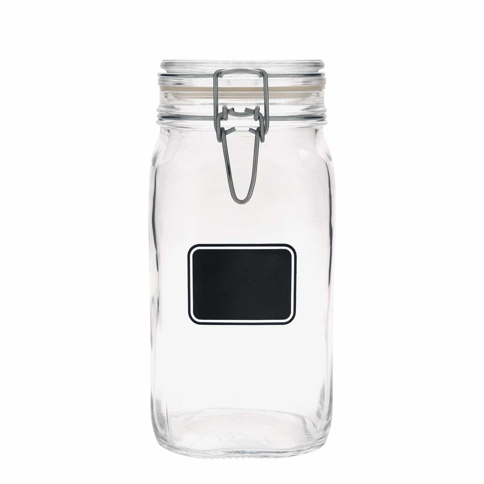 Pot met beugelsluiting 'Fido', 1500 ml, motief: etiketveld, vierkant, monding: beugelsluiting Pot met beugelsluiting 'Fido', 1500 ml, motief: etiketveld, vierkant, monding: beugelsluiting