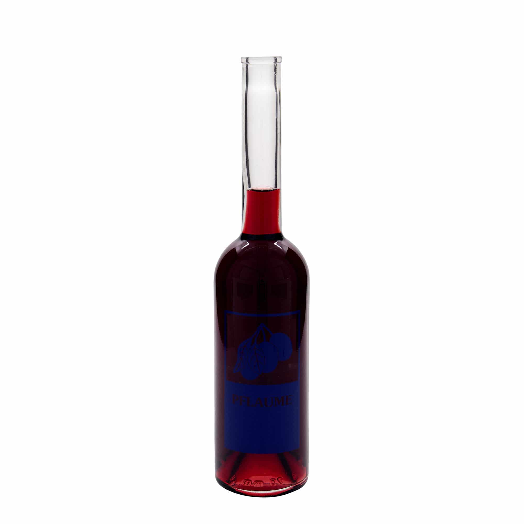 Glazen fles 'Opera', 500 ml, motief: Pruim, monding: kurk Glazen fles 'Opera', 500 ml, motief: Pruim, monding: kurk