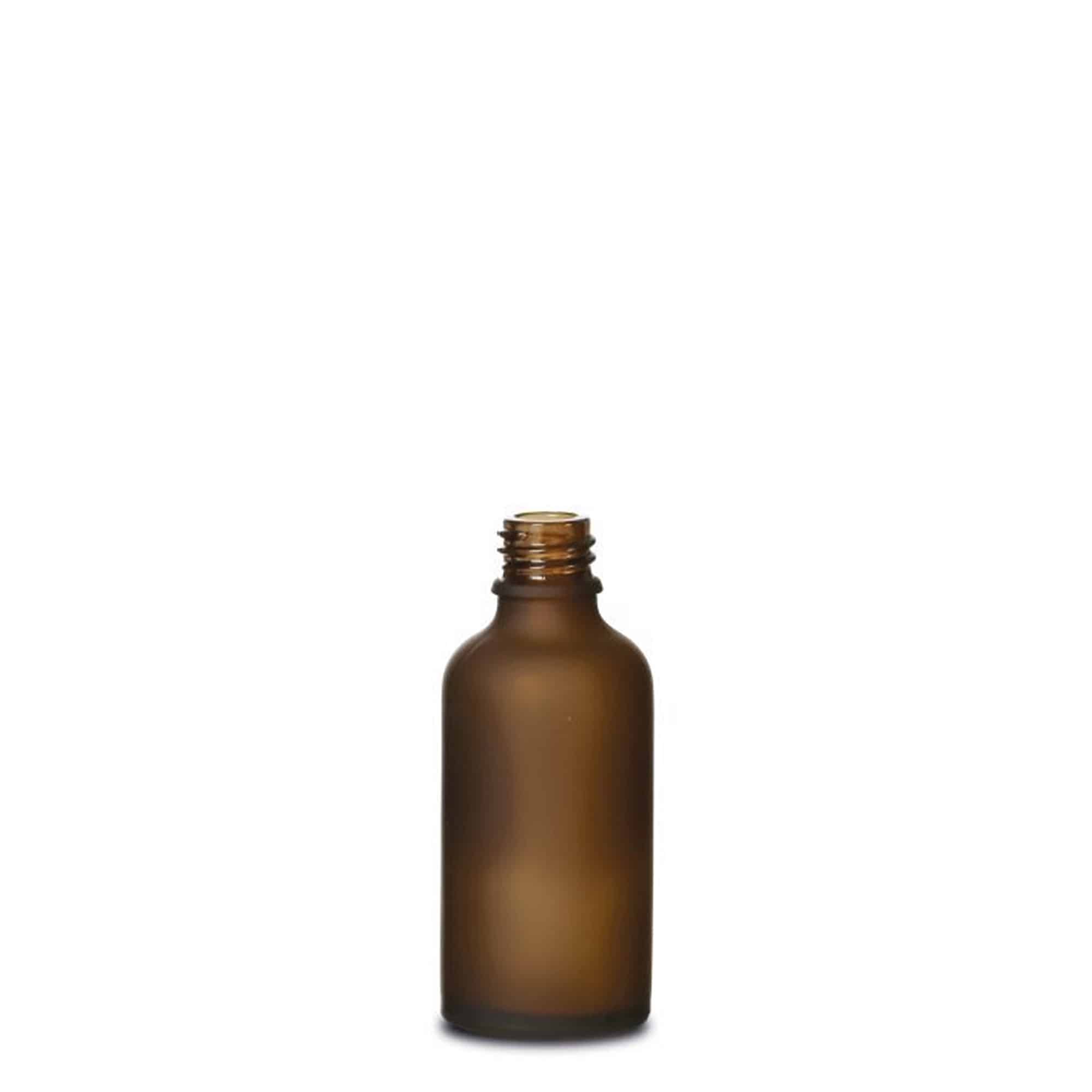 Flacon médical 50ml, verre, brun givré, goulot : DIN 18