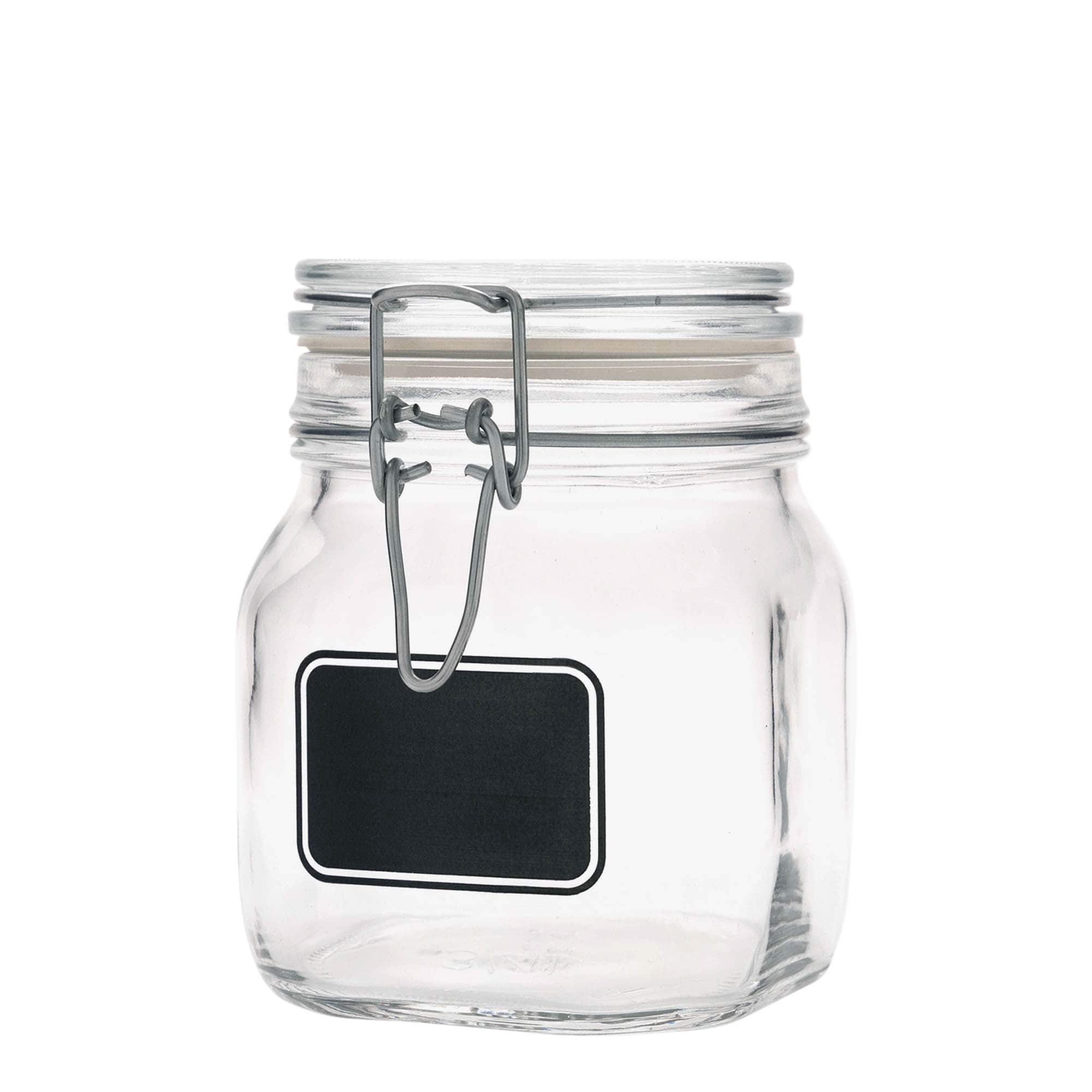 Pot met beugelsluiting 'Fido', 750 ml, motief: etiketveld, vierkant, monding: beugelsluiting Pot met beugelsluiting 'Fido', 750 ml, motief: etiketveld, vierkant, monding: beugelsluiting