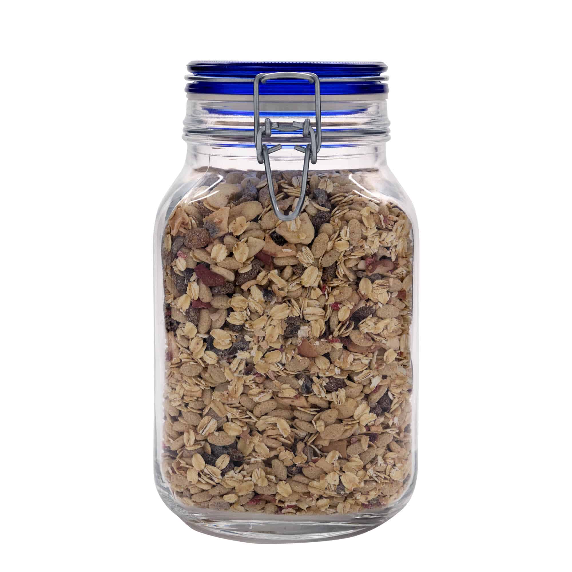 Pot met beugelsluiting 'Fido' Blue Top, 2000 ml, vierkant, monding: beugelsluiting