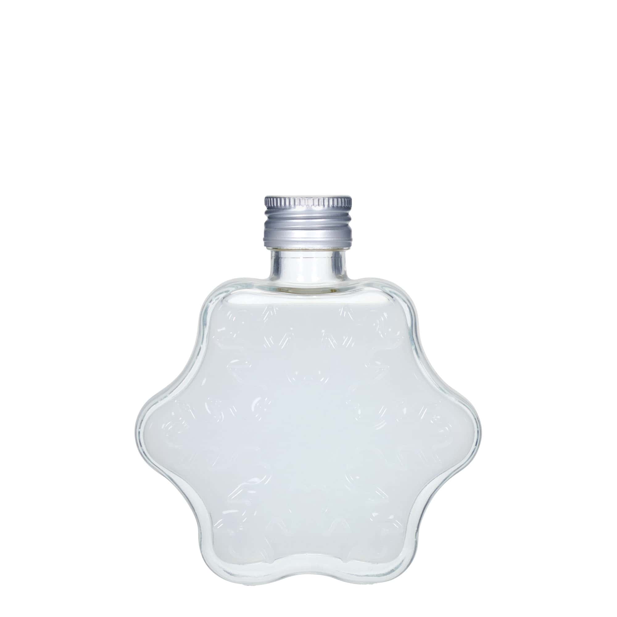 200 ml glazen fles 'Sneeuwvlok', mondstuk: PP 28