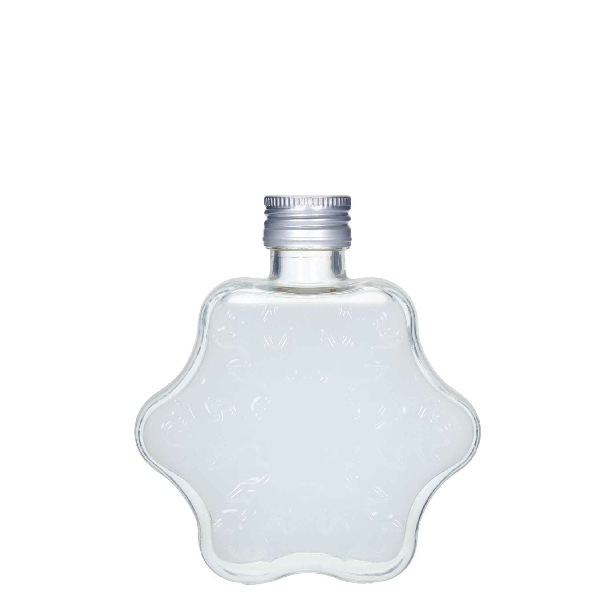 Bouteille en verre de 200 ml 'Flocon de Neige', bouchage: PP 28