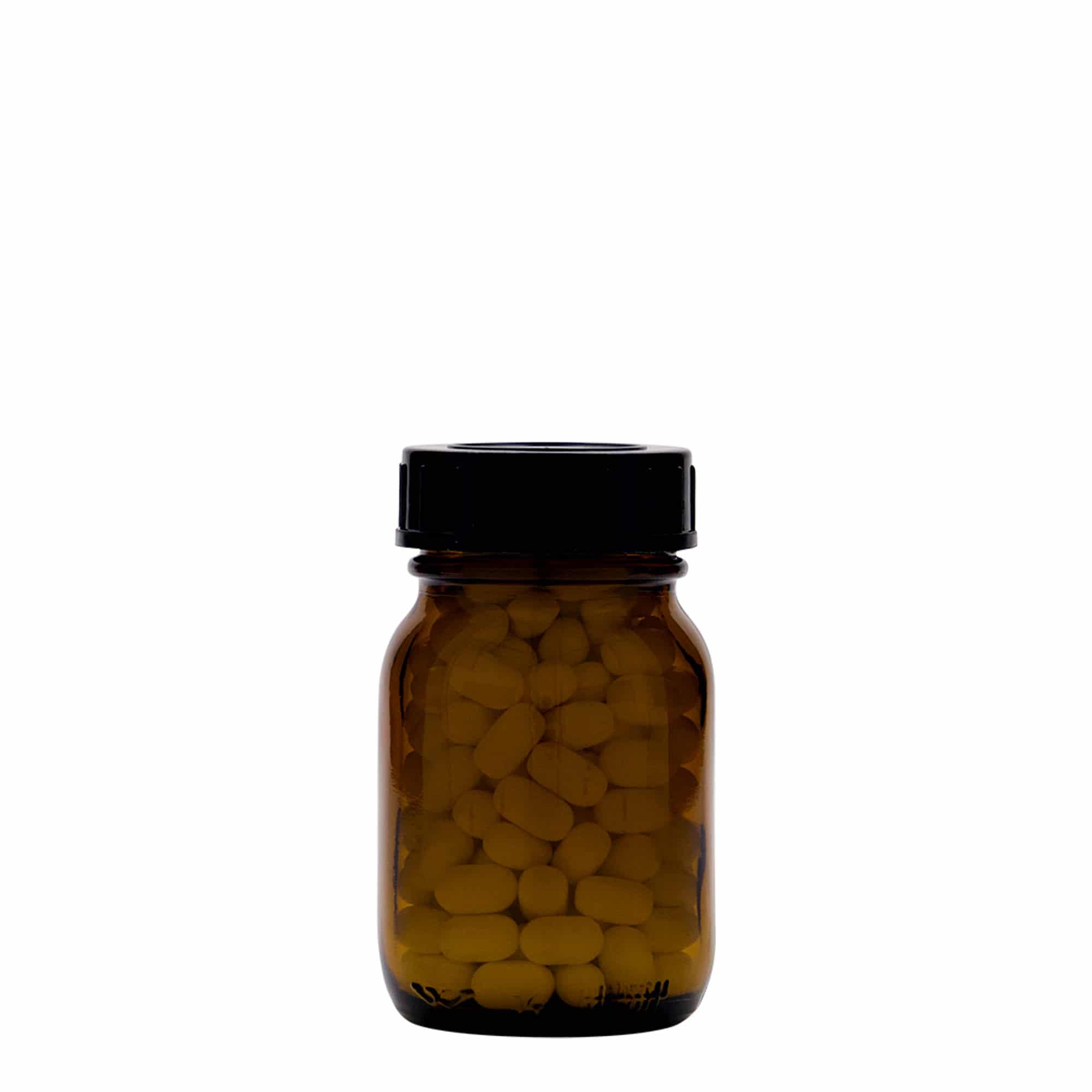 Pot met brede hals, 75 ml, bruin, monding: DIN 40