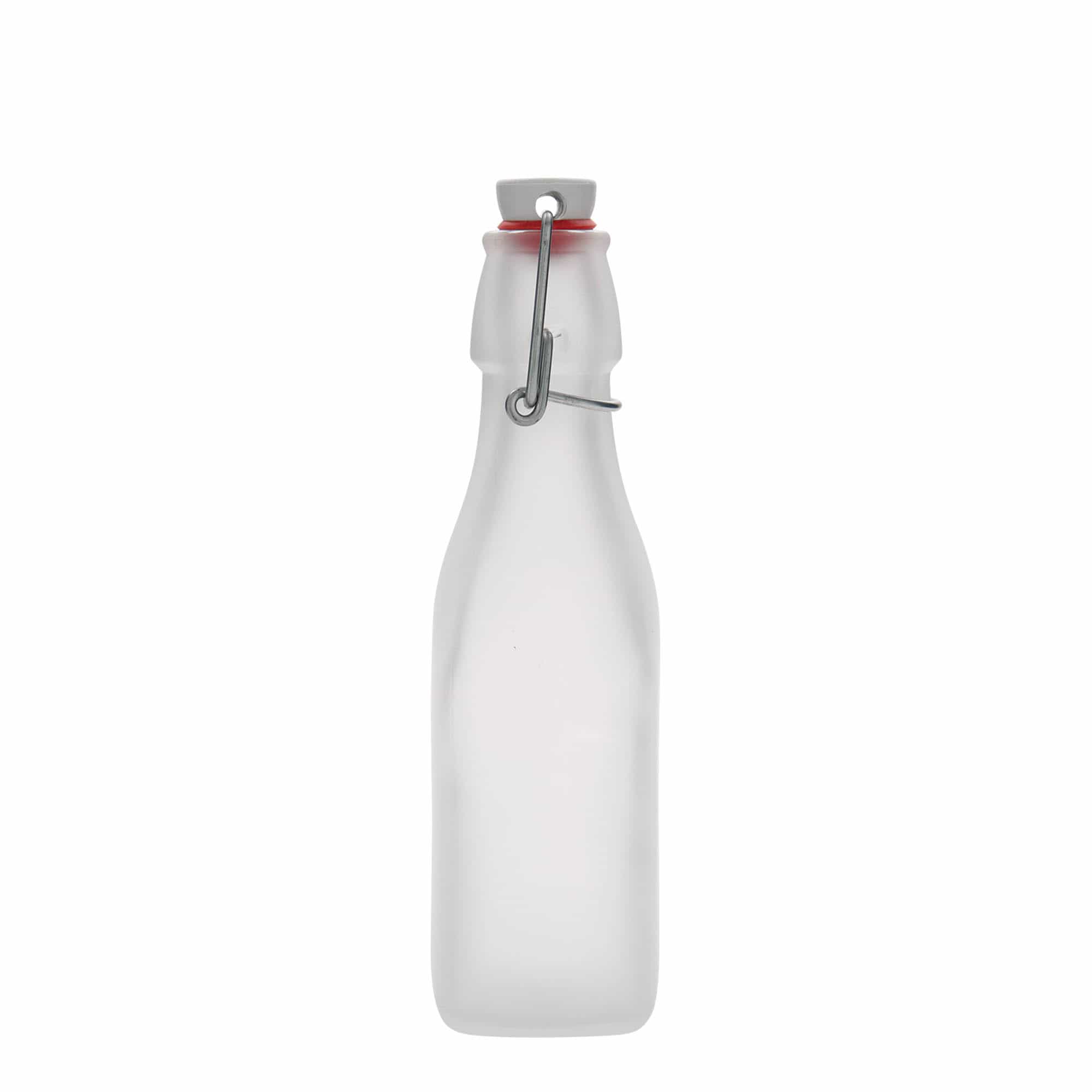 Bouteille en verre 250 ml « Swing », carrée, blanche, bouchage: bouchon mécanique