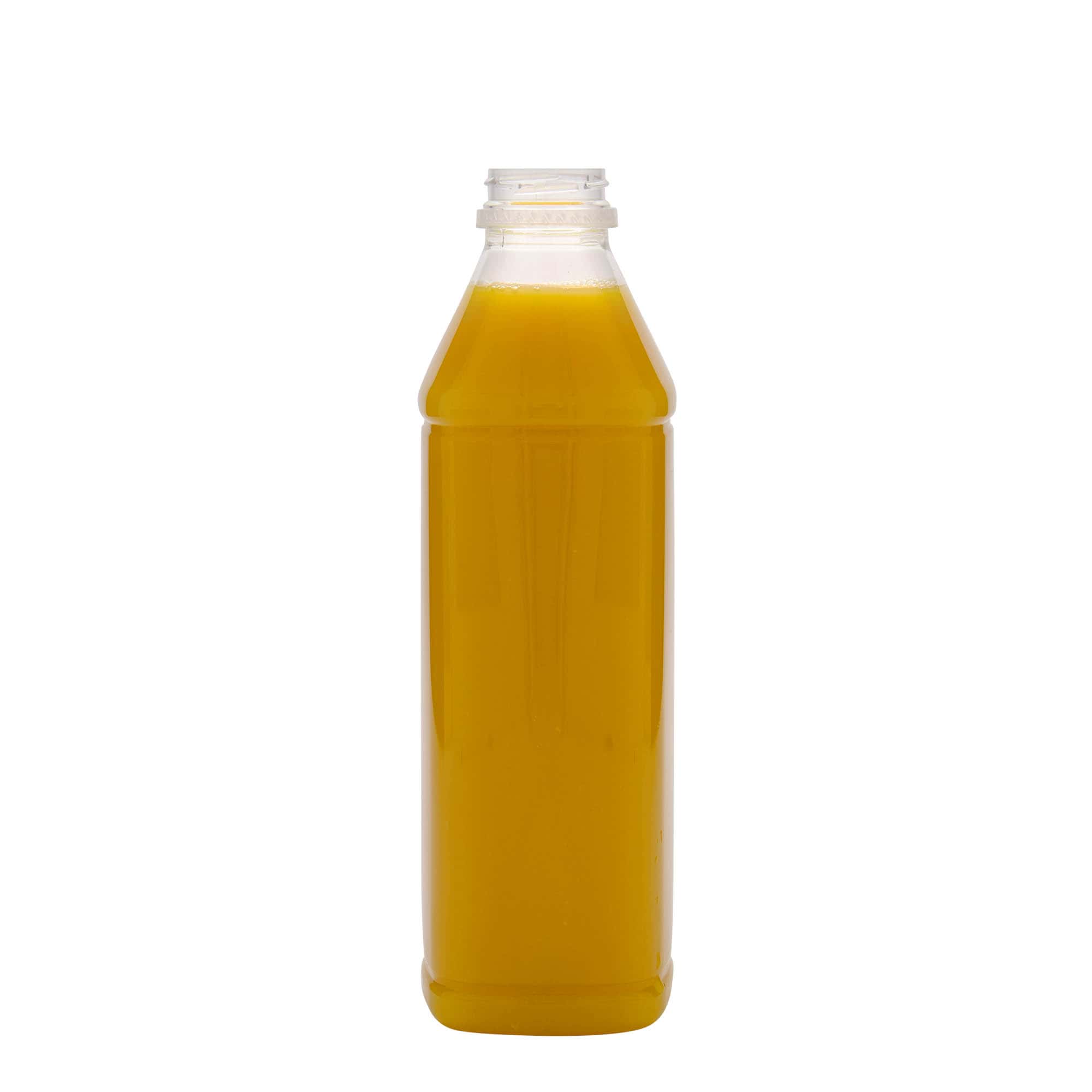 Bouteille en PET 1 000 ml Milk and Juice Carré, carrée, plastique, bouchage: 38 mm