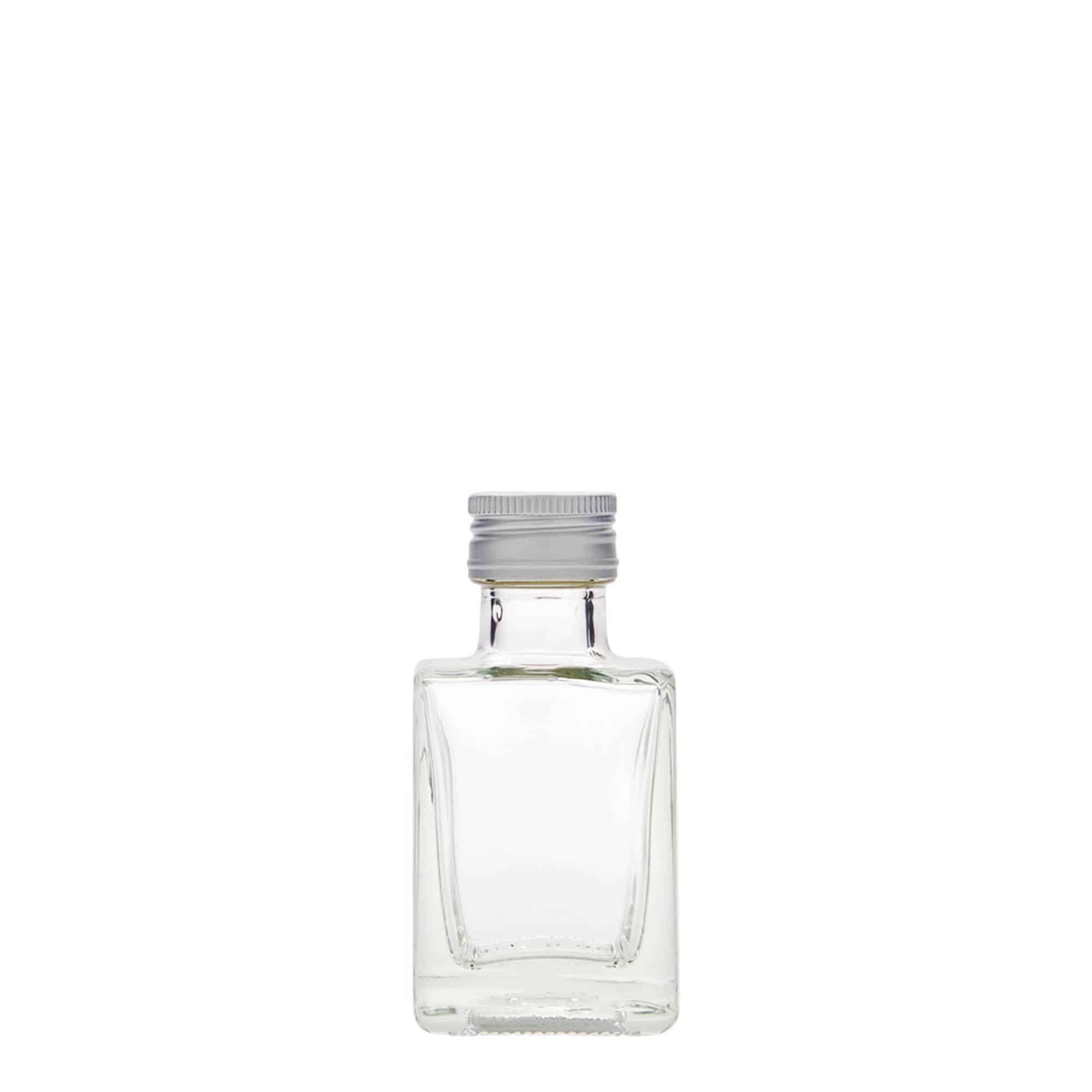 Glazen fles 'Cube', 50 ml, vierkant, monding: PP 24