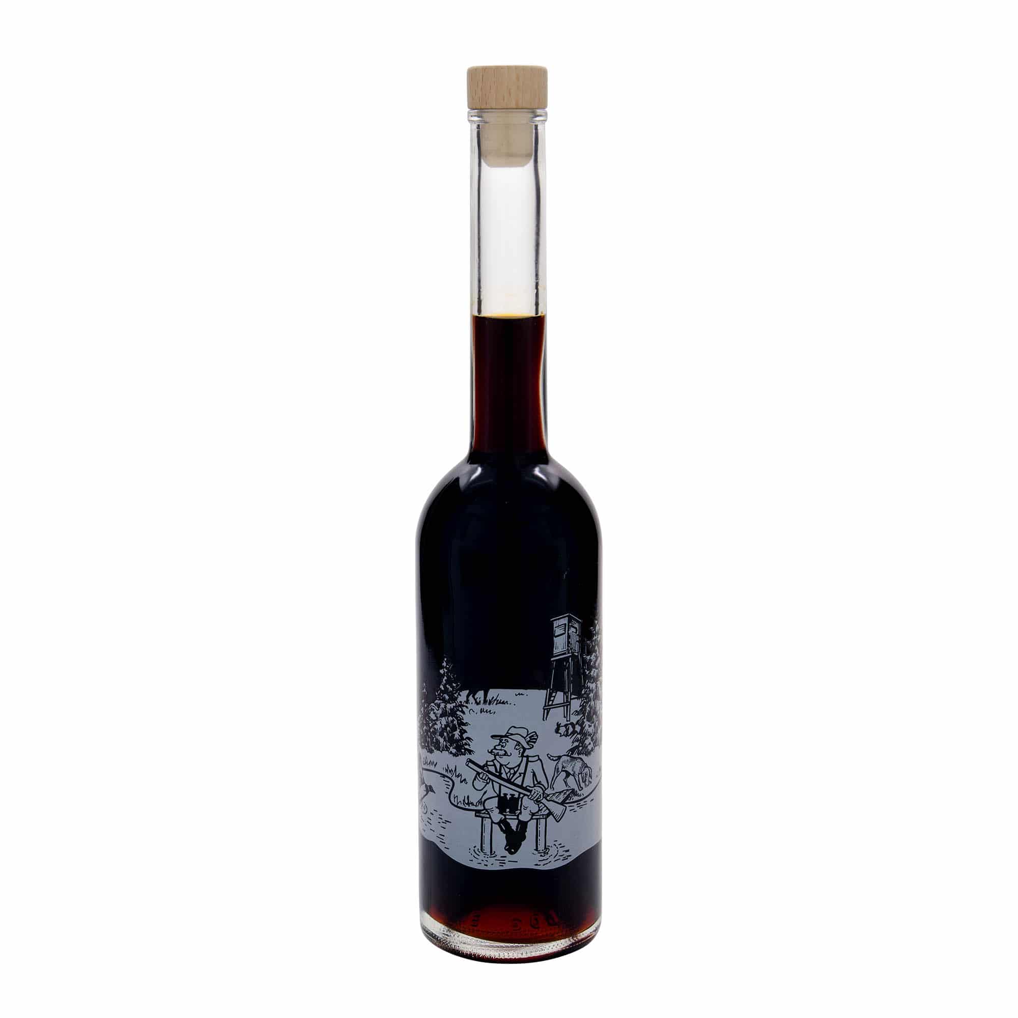 Glazen fles 'Opera', 500 ml, motief: Jager, monding: kurk